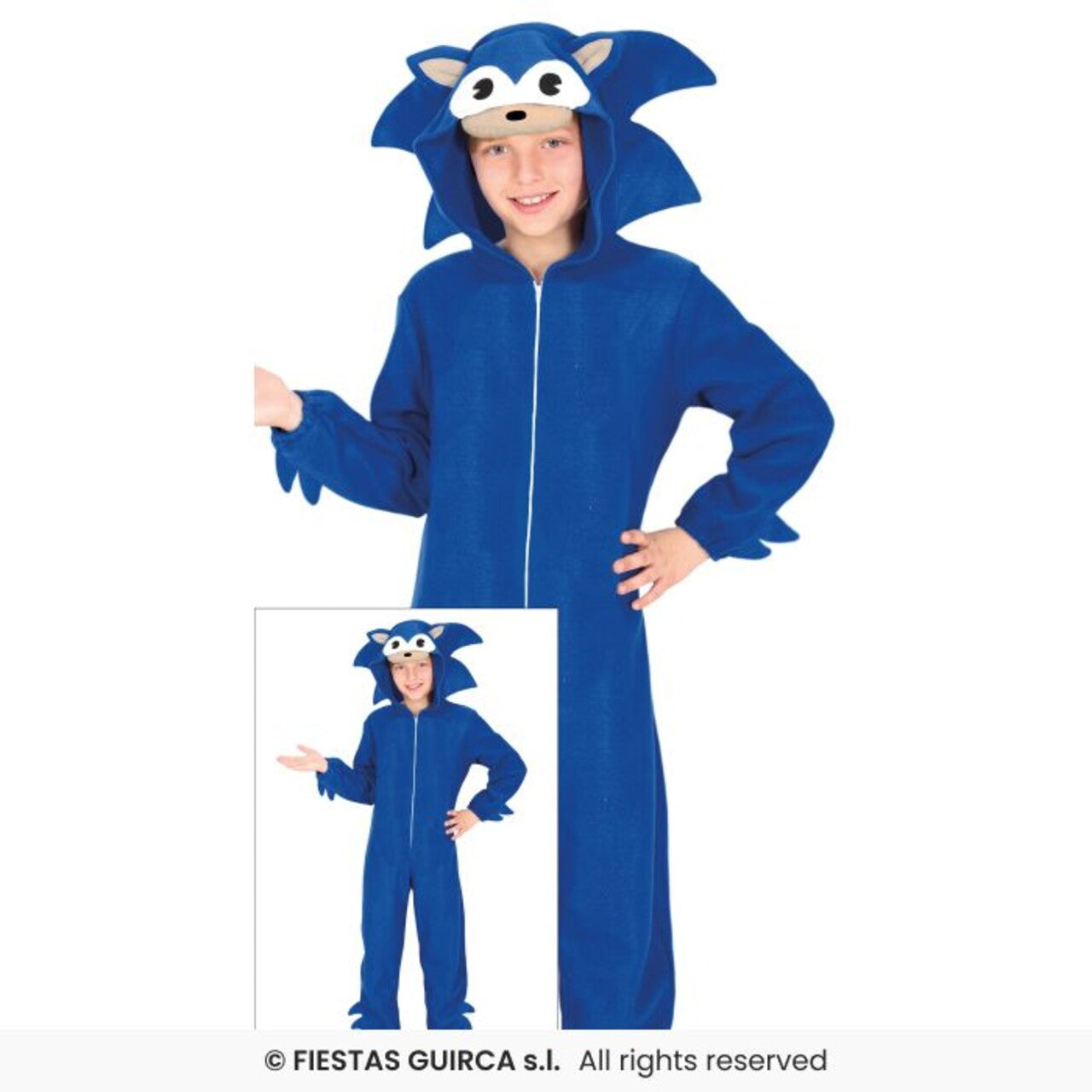Op deze afbeelding zie je een Kostuums, van het merk Guirca. Super Snelle Antropomorfe Blauwe Egel Kind Kostuum