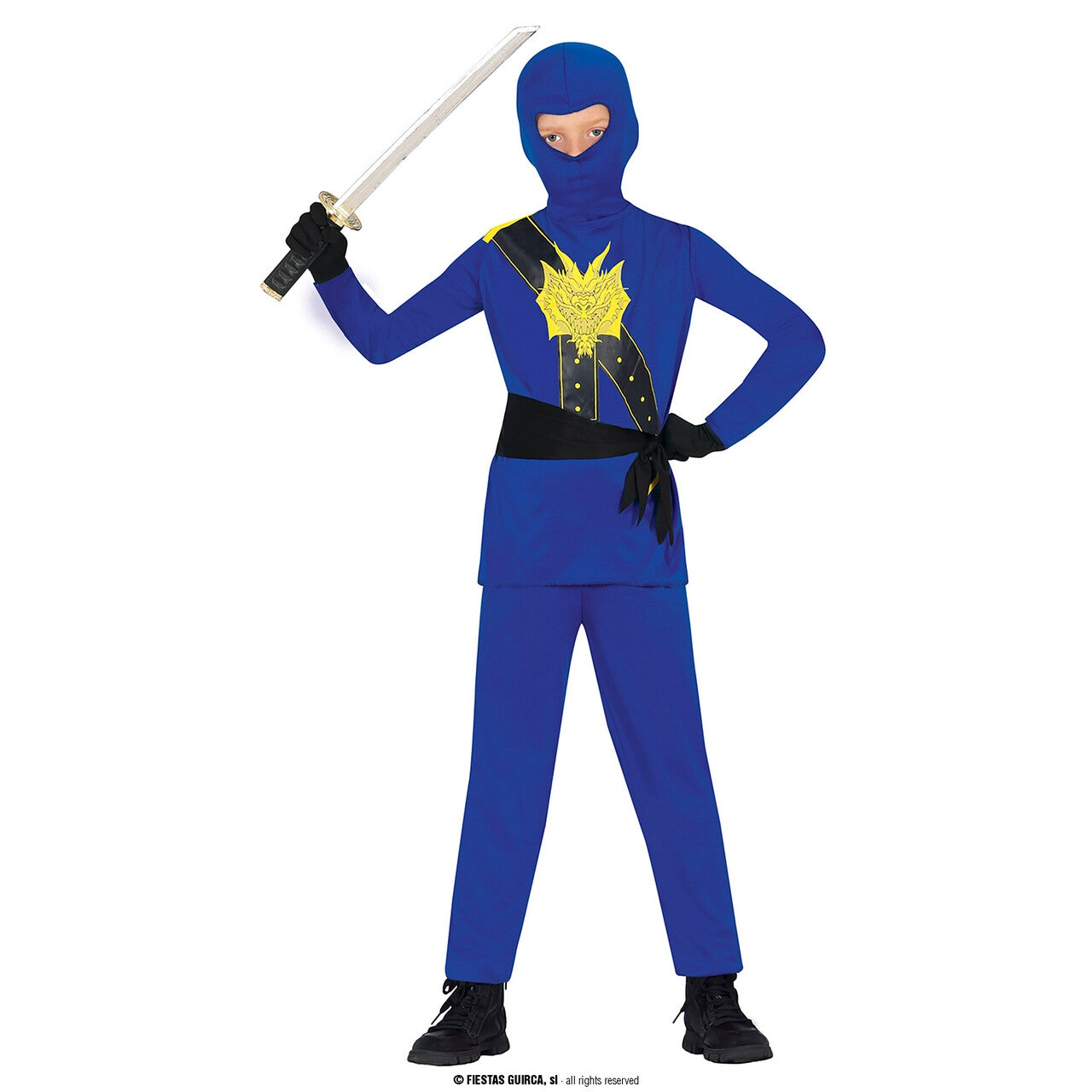 Op deze afbeelding zie je een Kostuums, van het merk Guirca. Go Blue Dragon Ninja Jongen Kostuum