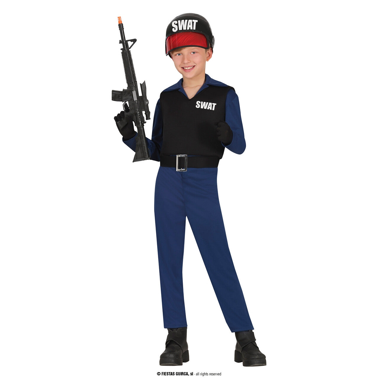 Op deze afbeelding zie je een Kostuums, van het merk Guirca. Jonge Dappere Swat Agent Jongen Kostuum