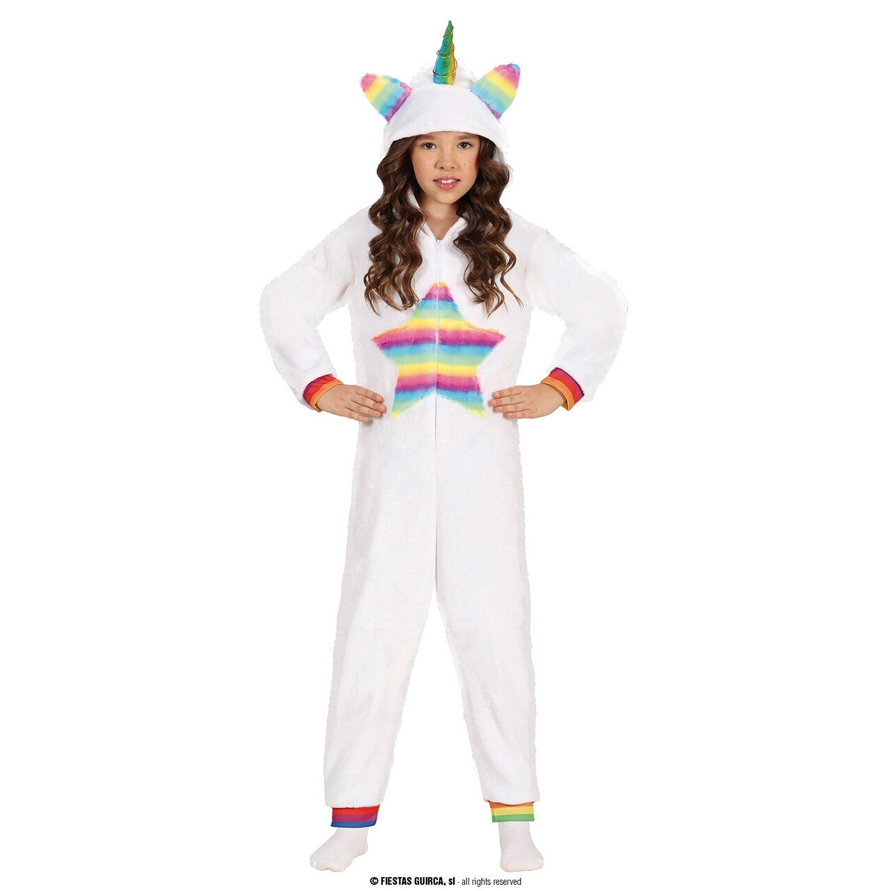 Op deze afbeelding zie je een Kostuums, van het merk Guirca. Rainbow Star Eenhoorn Kind Kostuum