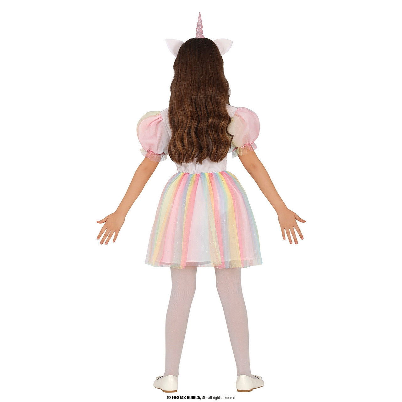 Op deze afbeelding zie je een Kostuums, van het merk Guirca. Dansen Op De Regenboog Unicorn Meisje Kostuum