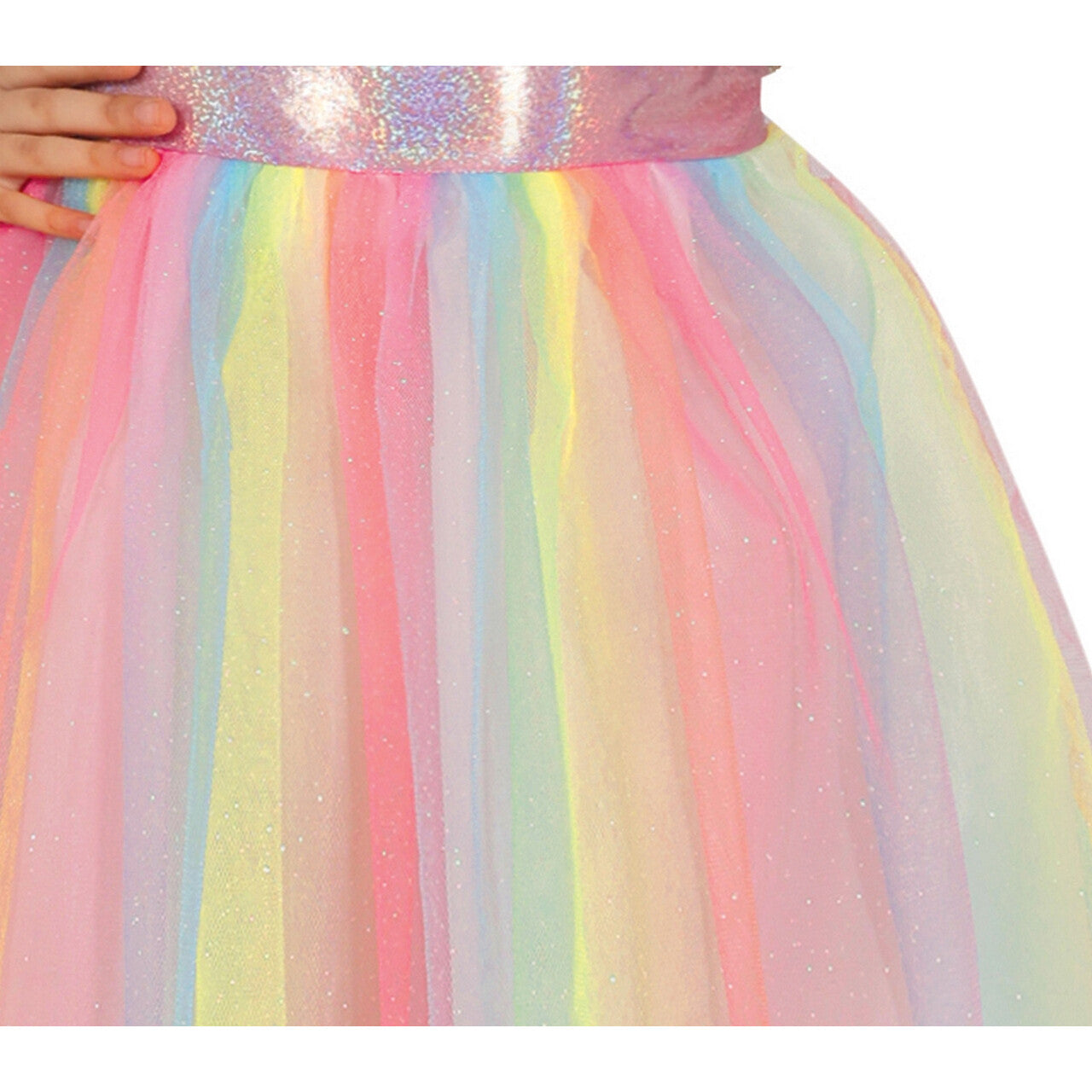 Op deze afbeelding zie je een Kostuums, van het merk Guirca. Dansen Op De Regenboog Unicorn Meisje Kostuum