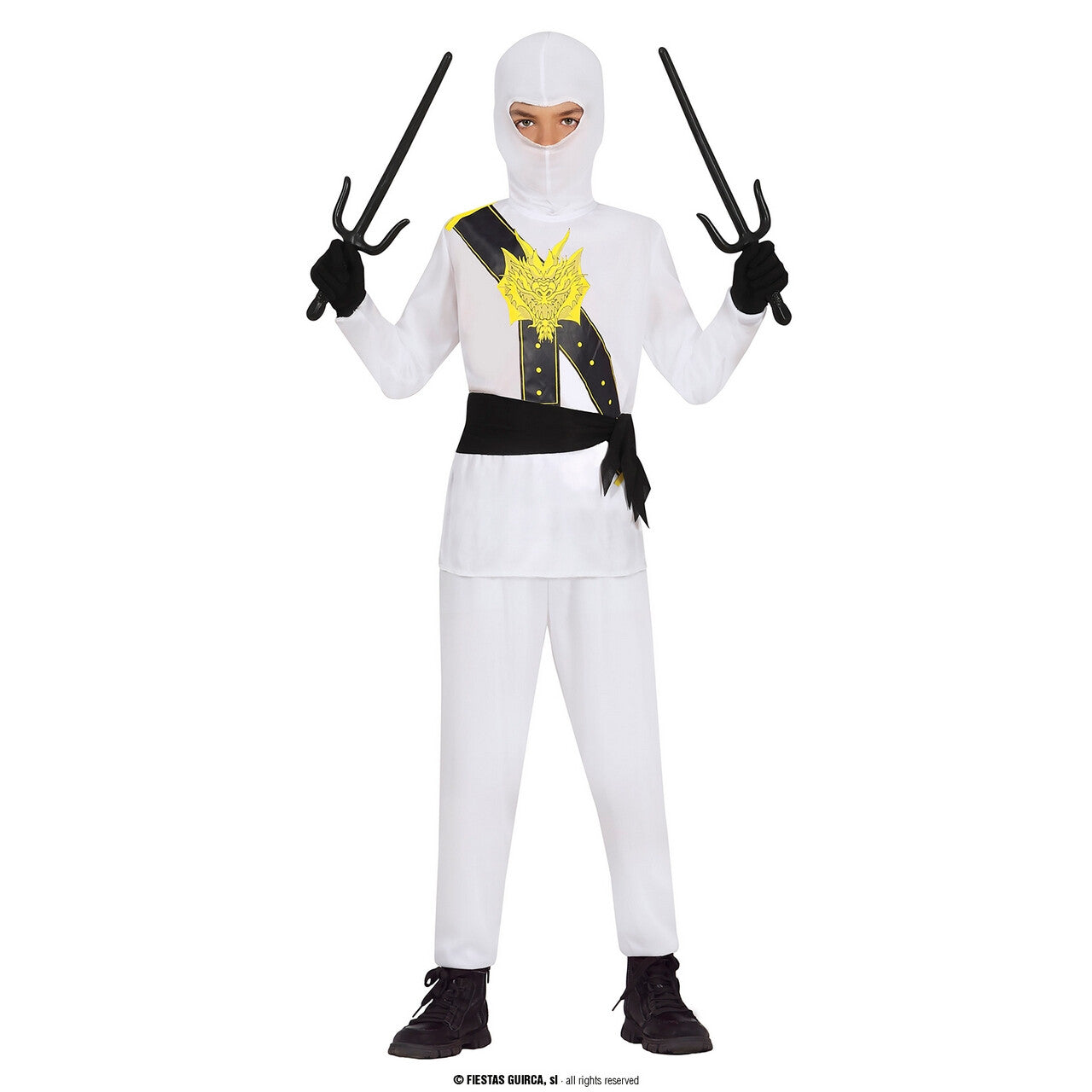 Op deze afbeelding zie je een Kostuums, van het merk Guirca. Witte Ninja The Insane Legend Kind Kostuum