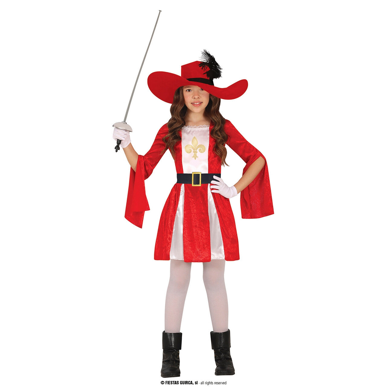 Op deze afbeelding zie je een Kostuums, van het merk Guirca. Musketier Vechter Voor Plezier Meisje Kostuum