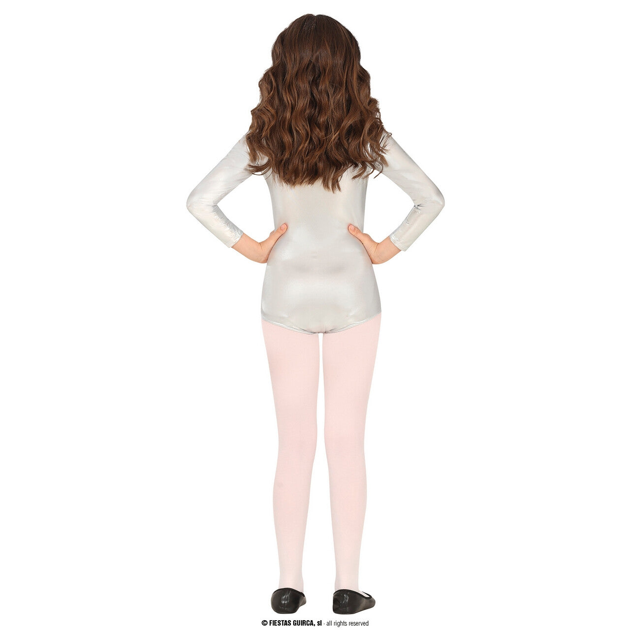 Op deze afbeelding zie je een Kostuums, van het merk Guirca. Gymnastiek Metallic Bodysuit Kind Zilver Meisje Kostuum