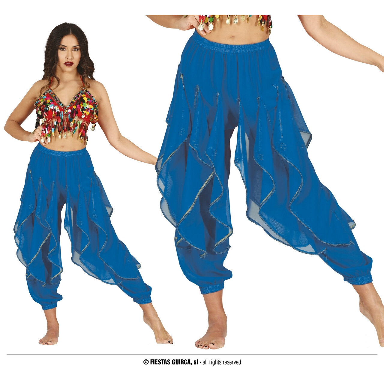 Op deze afbeelding zie je een Kostuums, van het merk Guirca. Broek Buikdanseres Blue Fantasy Vrouw