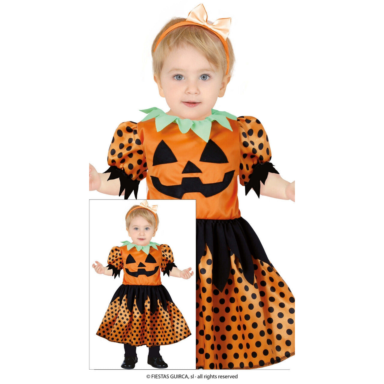 Op deze afbeelding zie je een Kostuums, van het merk Guirca. Prachtig Mini Pompoentje Meisje Kostuum