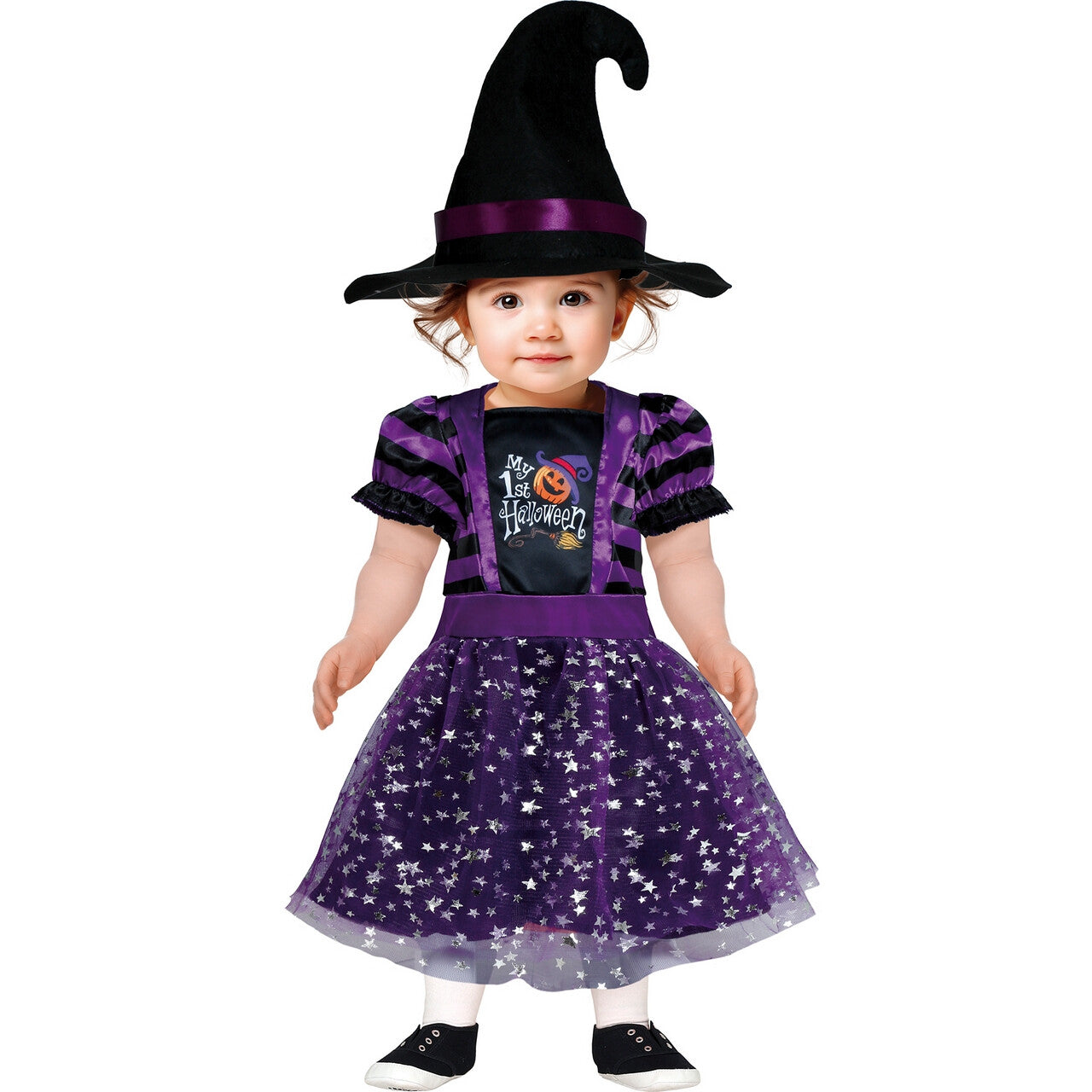 Op deze afbeelding zie je een Kostuums, van het merk Guirca. Mijn Eerste Halloween Heksje Meisje Kostuum