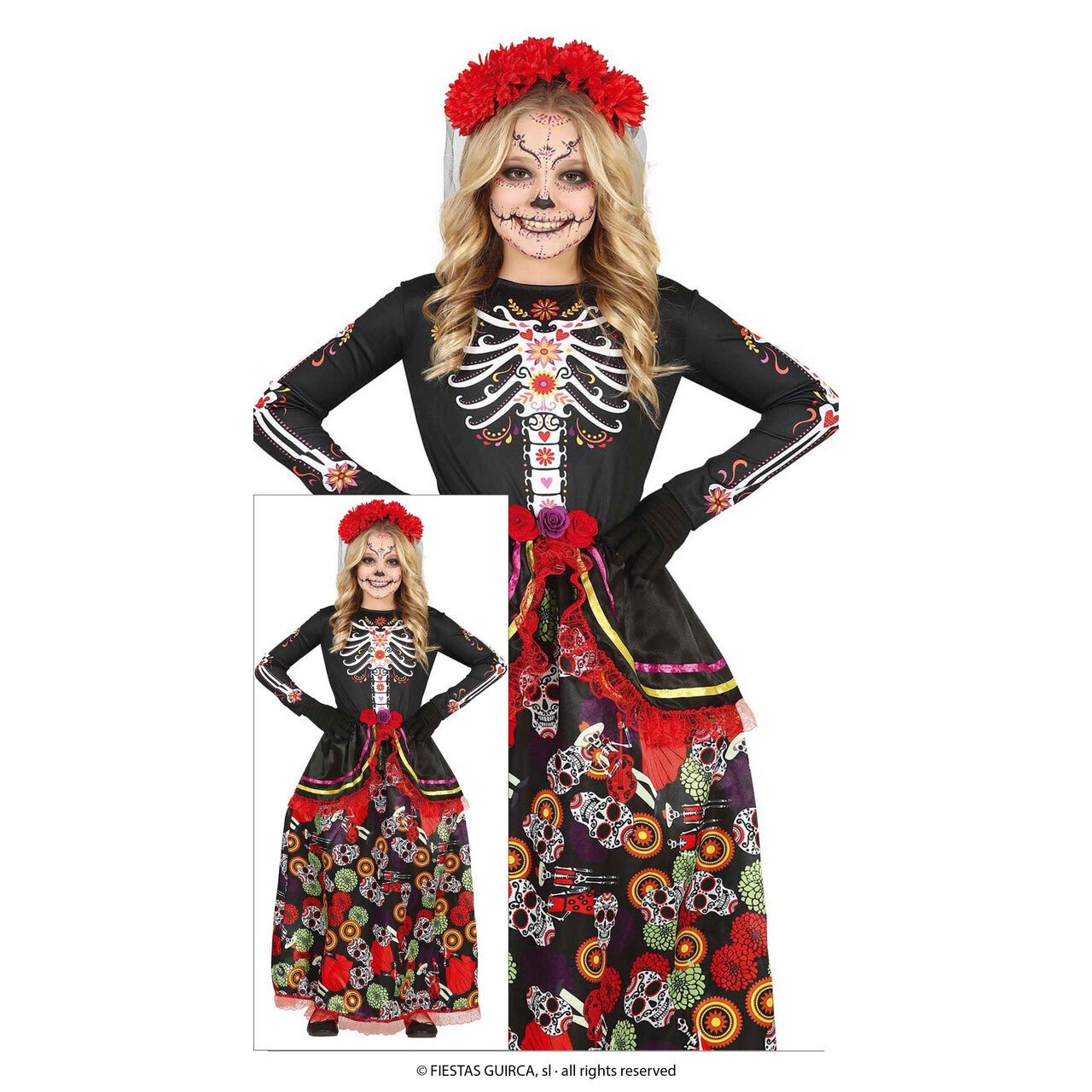 Op deze afbeelding zie je een Kostuums, van het merk Guirca. Dag Van De Doden Katarina Meisje Kostuum