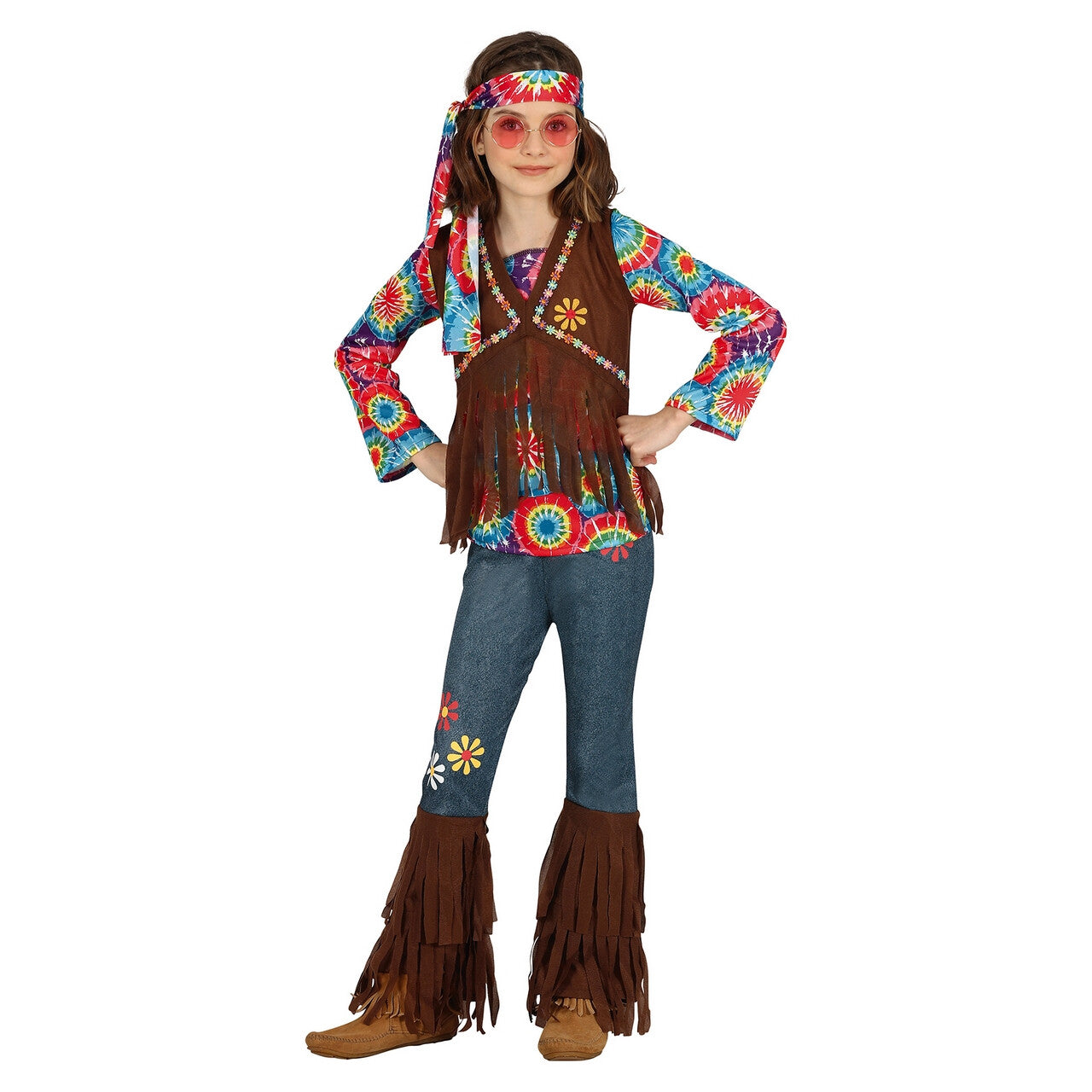 Op deze afbeelding zie je een Kostuums, van het merk Guirca. Blije Hippie Hester Meisje Kostuum
