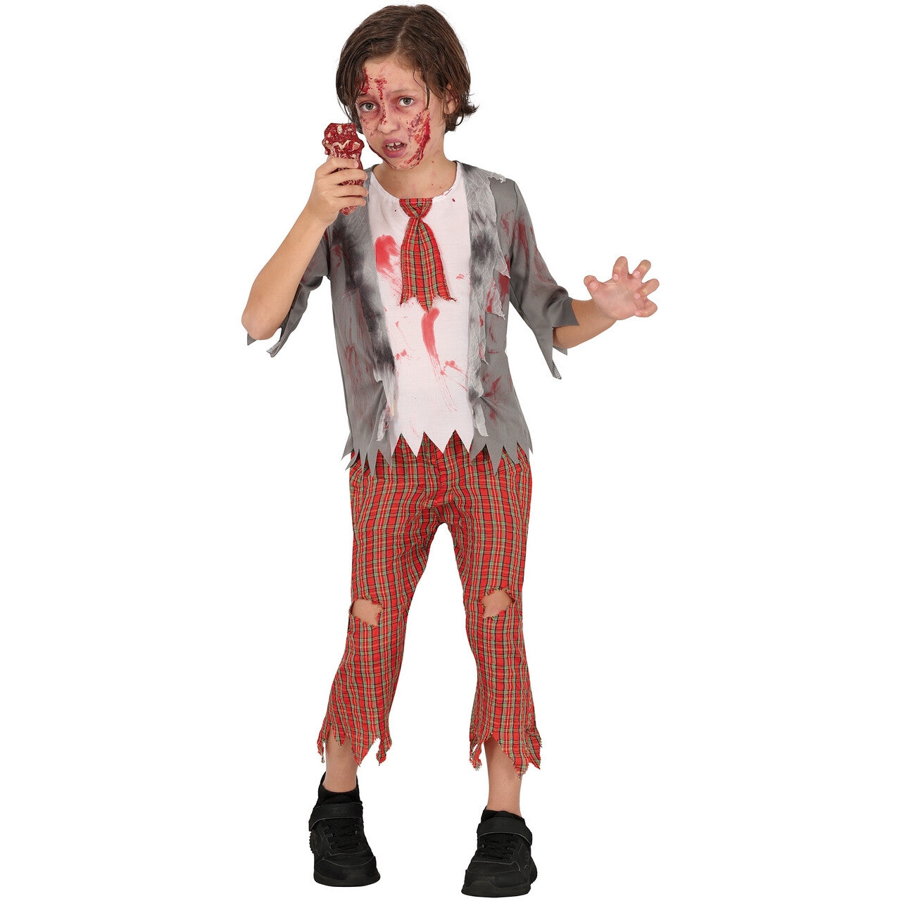 Op deze afbeelding zie je een Kostuums, van het merk Guirca. Hongerige Zombie Scholier Jongen Kostuum