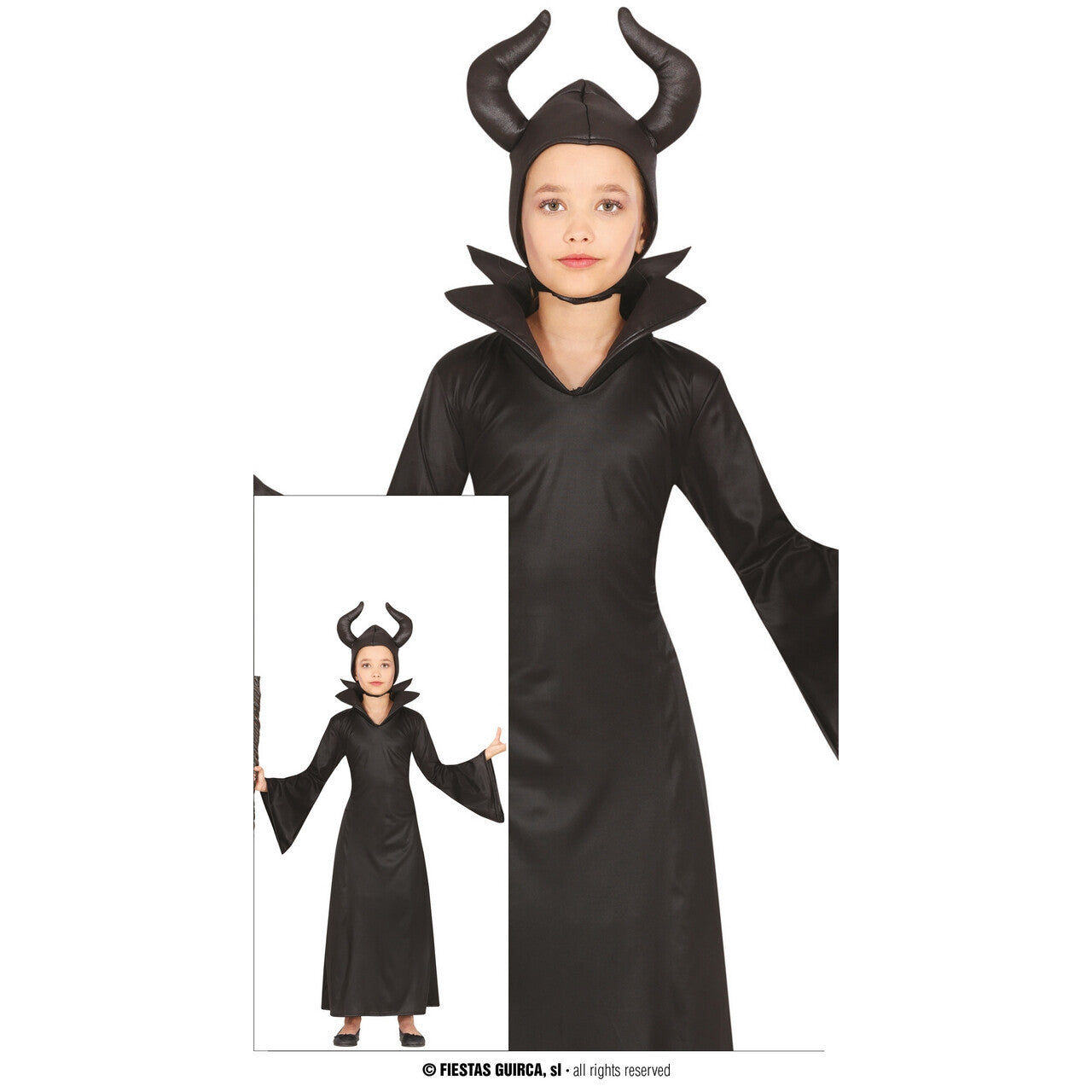 Op deze afbeelding zie je een Kostuums, van het merk Guirca. Gemene Sprookjes Heks Meisje Kostuum