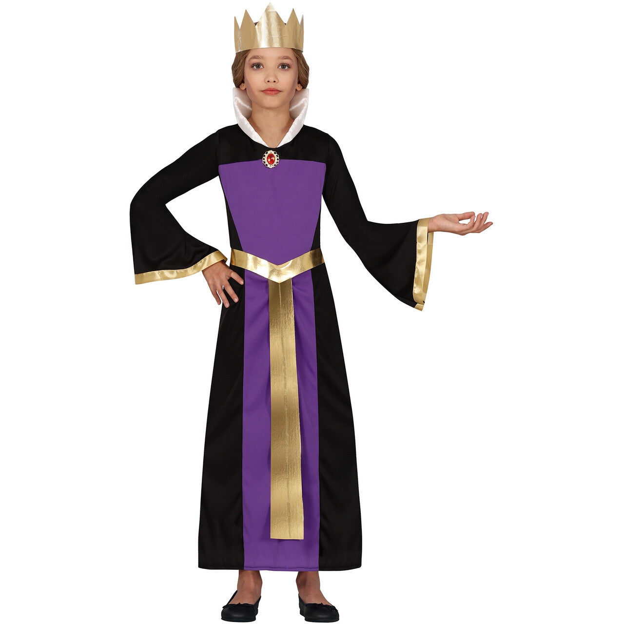 Op deze afbeelding zie je een Kostuums, van het merk Guirca. Paarse Sprookjes Koningin Meisje Kostuum