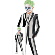 Op deze afbeelding zie je een Kostuums, van het merk Guirca. Zwart Wit Gestreepte Juicy Gangster Jongen Kostuum