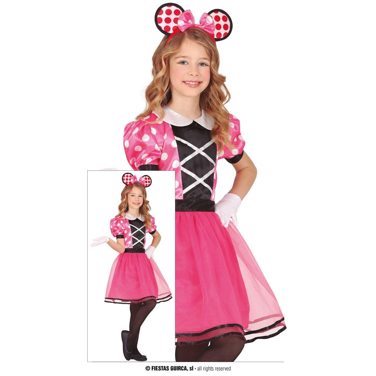 Op deze afbeelding zie je een Kostuums, van het merk Guirca. Pretty Pinky Mouse Meisje Kostuum