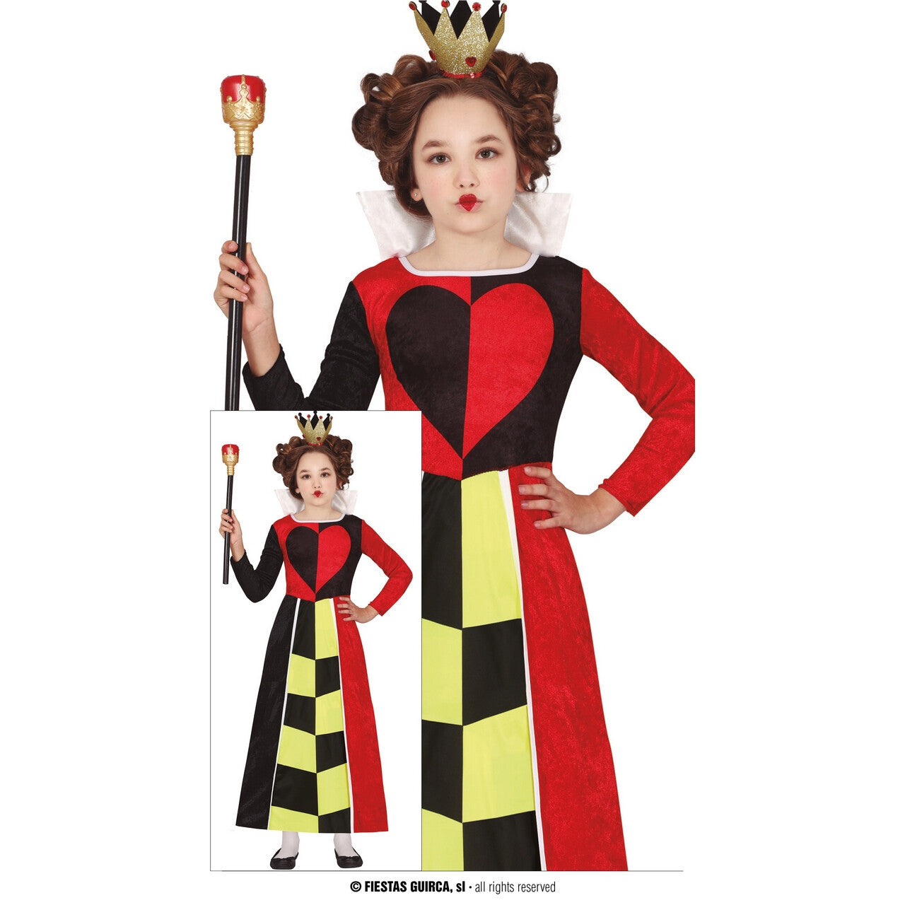Op deze afbeelding zie je een Kostuums, van het merk Guirca. Koningin Van De Hartjes Meisje Kostuum