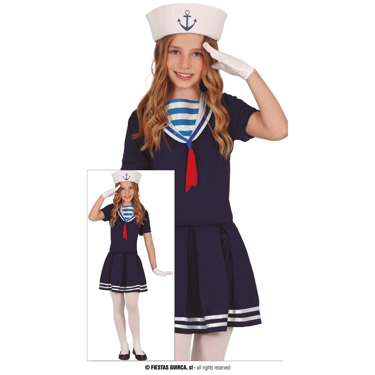 Op deze afbeelding zie je een Kostuums, van het merk Guirca. Schip Ahoy Matroos Meisje Kostuum