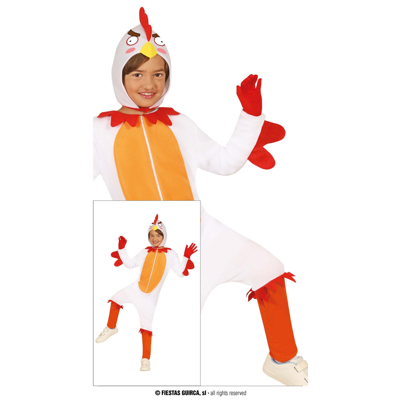Op deze afbeelding zie je een Kostuums, van het merk Guirca. Tok Tok Tok Kip Kind Kostuum