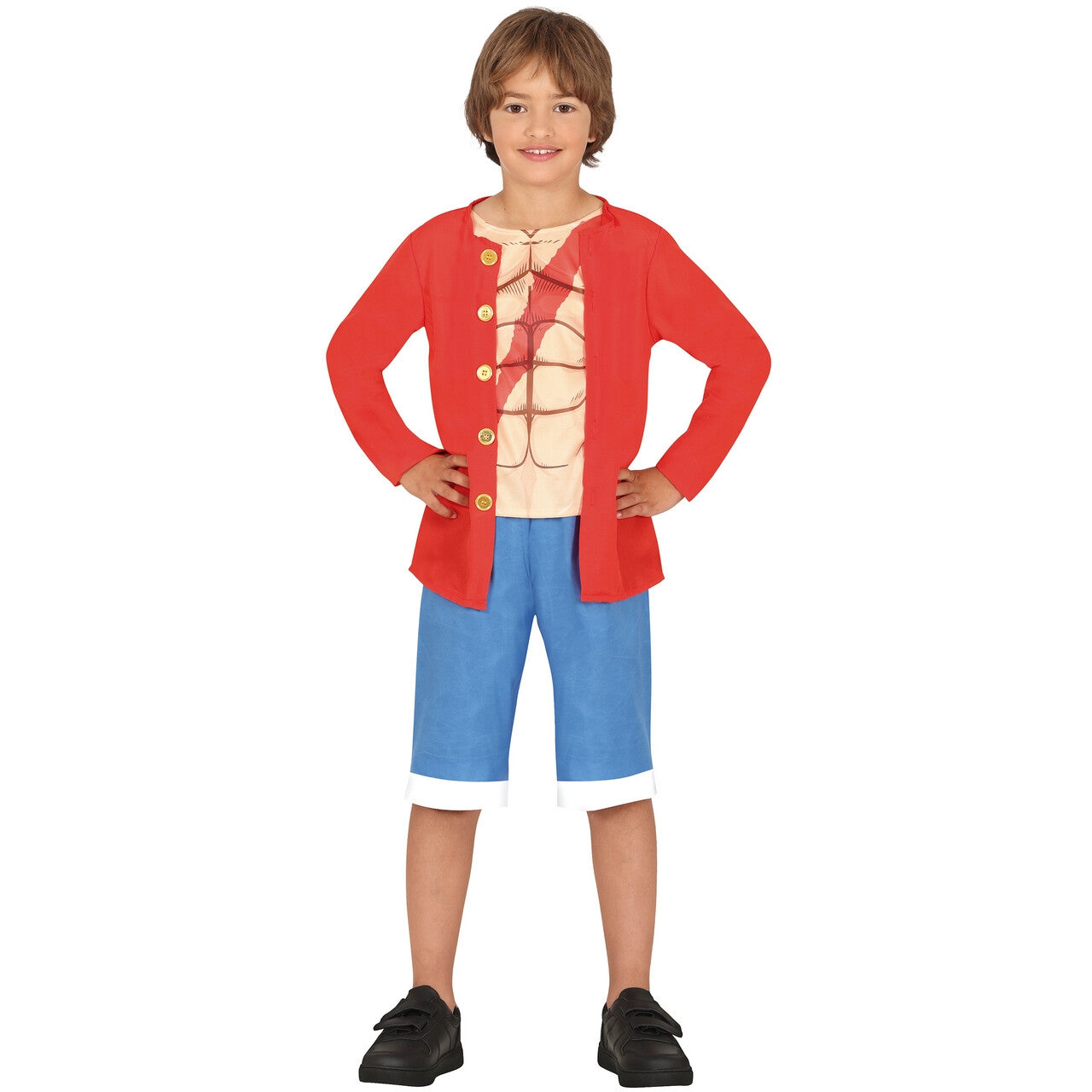 Op deze afbeelding zie je een Kostuums, van het merk Guirca. Zee Avonturier Luffy Kind Kostuum