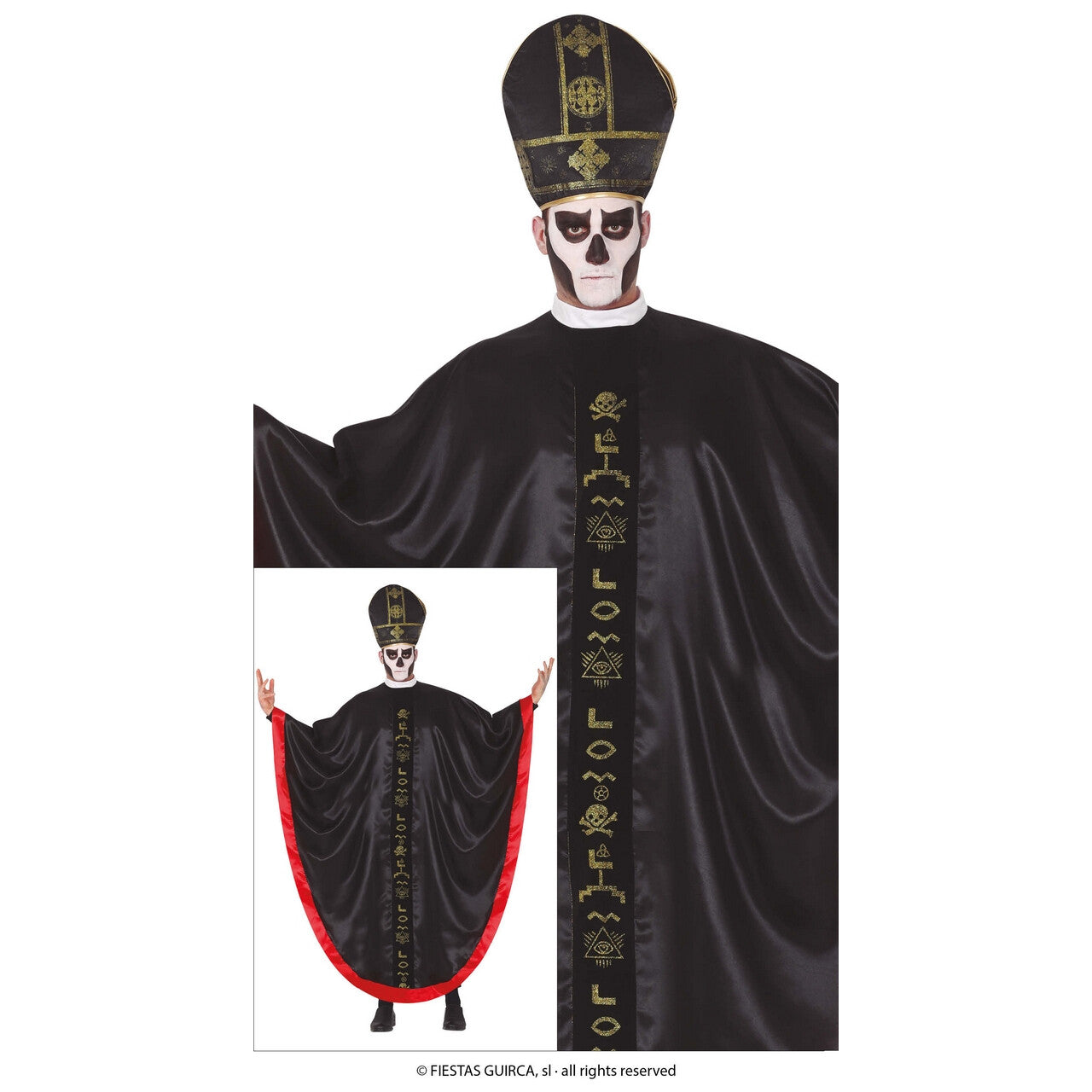 Op deze afbeelding zie je een Kostuums, van het merk Guirca. Satanische Leider Cult Sekte Man Kostuum