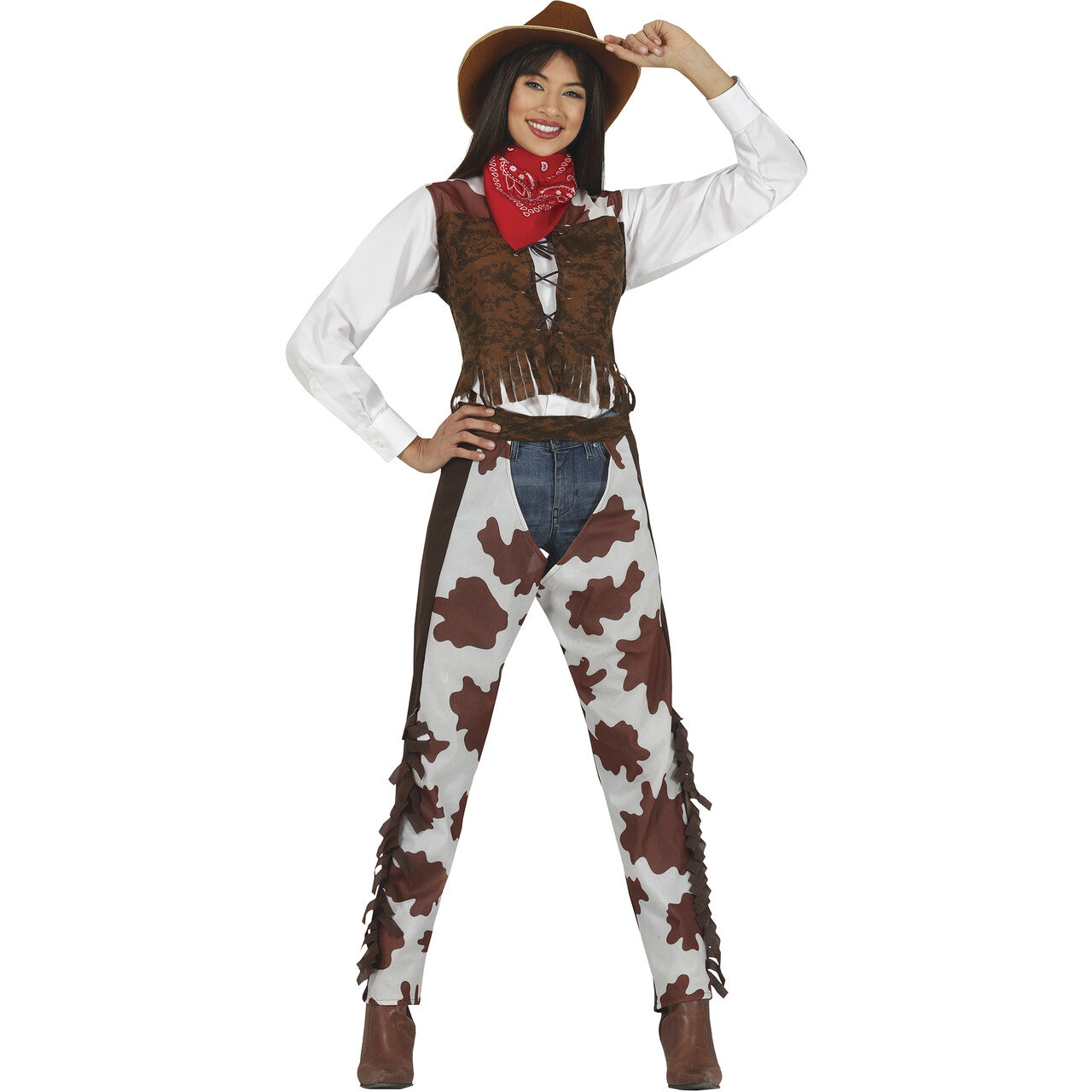 Op deze afbeelding zie je een Kostuums, van het merk Guirca. Stoere Cowgirl Miley Vrouw Kostuum