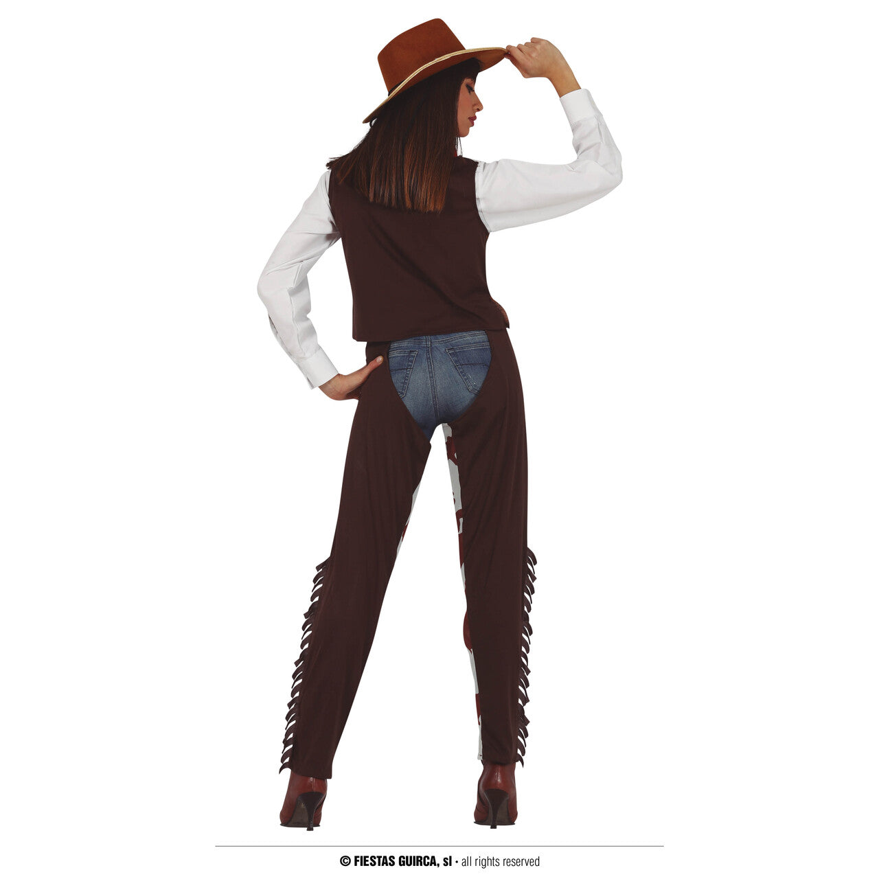 Op deze afbeelding zie je een Kostuums, van het merk Guirca. Stoere Cowgirl Miley Vrouw Kostuum