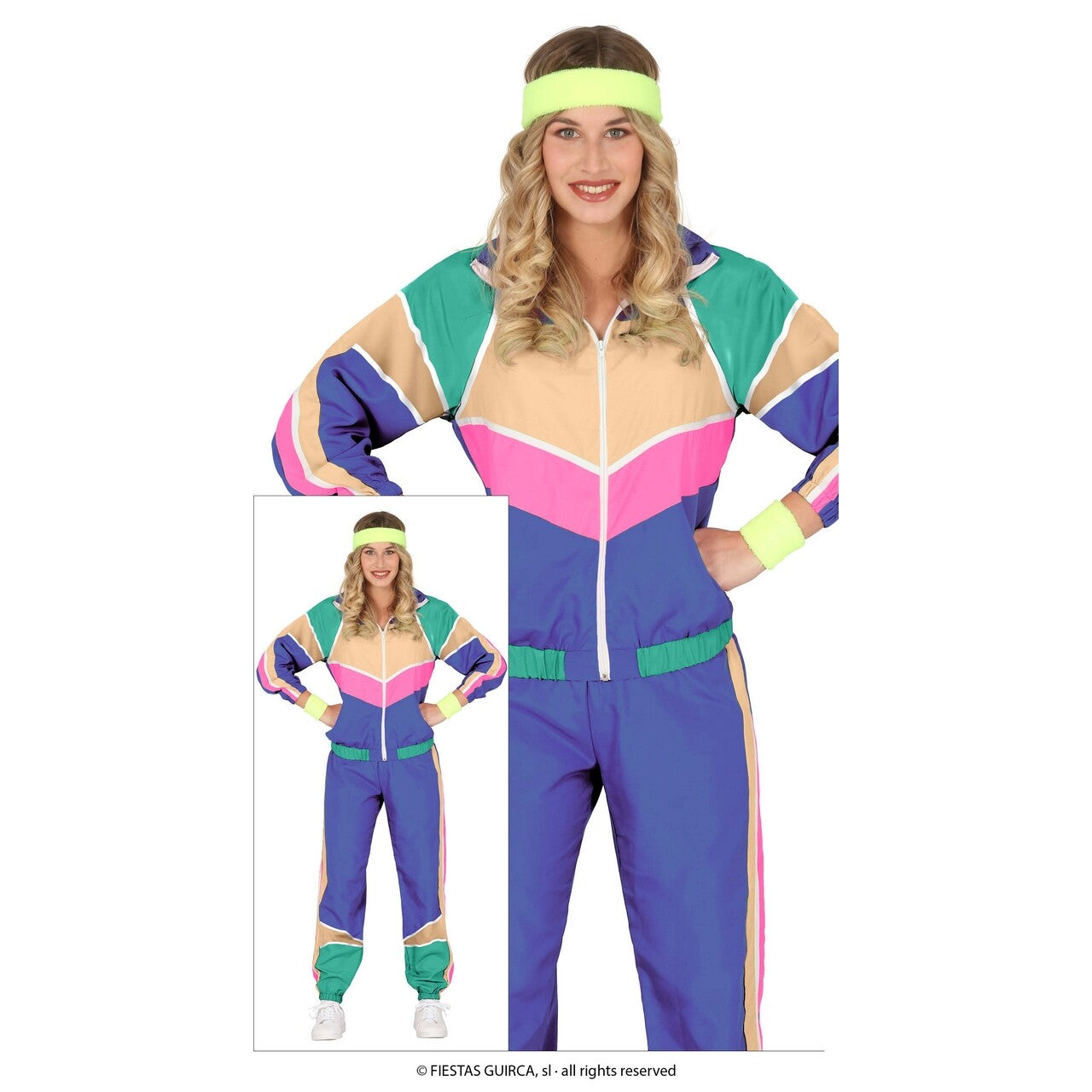 Op deze afbeelding zie je een Kostuums, van het merk Guirca. Superfout Trainingspak Jaren 80 Lola Sprint Vrouw Kostuum