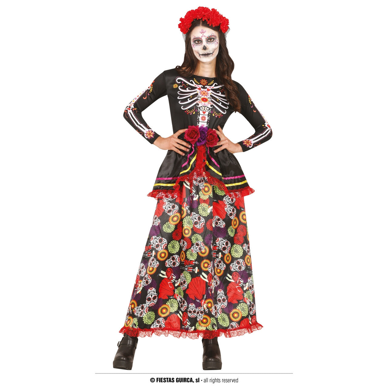 Op deze afbeelding zie je een Kostuums, van het merk Guirca. Mexicaanse Catrina Dag Van De Doden Vrouw Kostuum