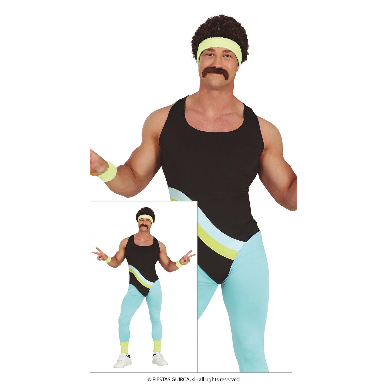 Op deze afbeelding zie je een Kostuums, van het merk Guirca. Gymstyle Jaren 80 Aerobics Ferry Lenig Man Kostuum