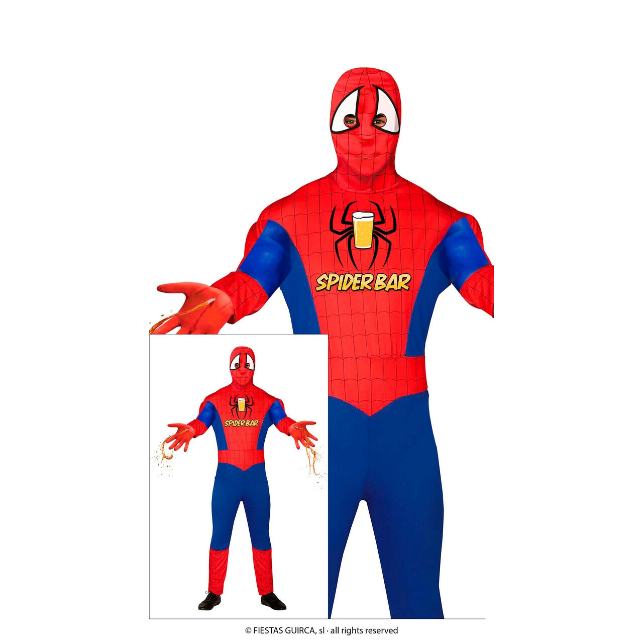 Op deze afbeelding zie je een Kostuums, van het merk Guirca. Superheld Spider Bar Man Kostuum