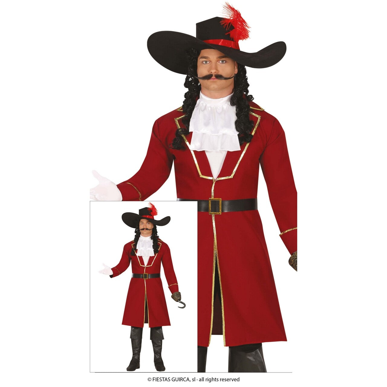 Op deze afbeelding zie je een Kostuums, van het merk Guirca. Kapitein Piratenschip Atlantis Man Kostuum