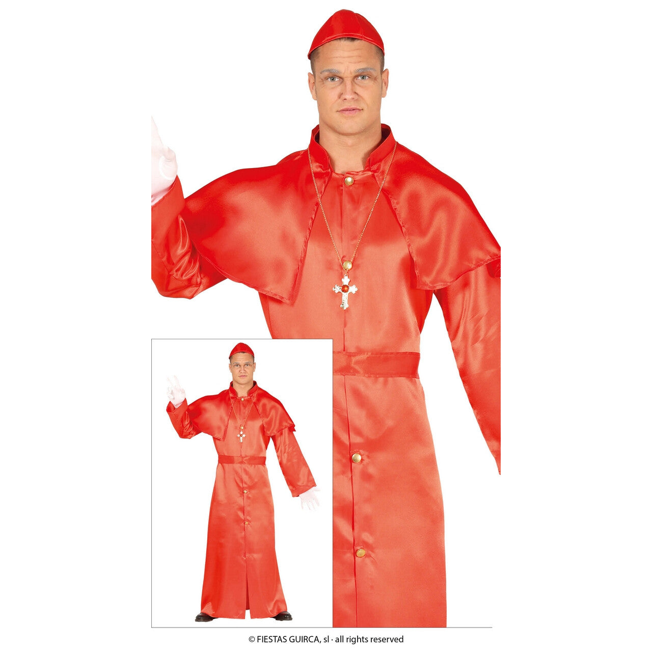 Op deze afbeelding zie je een Kostuums, van het merk Guirca. Rode Kardinaal Prins Der Kerk Man Kostuum