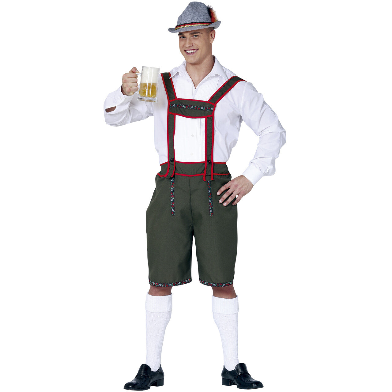 Op deze afbeelding zie je een Kostuums, van het merk Guirca. Donkergroene Lederhose Tino Tirol Man