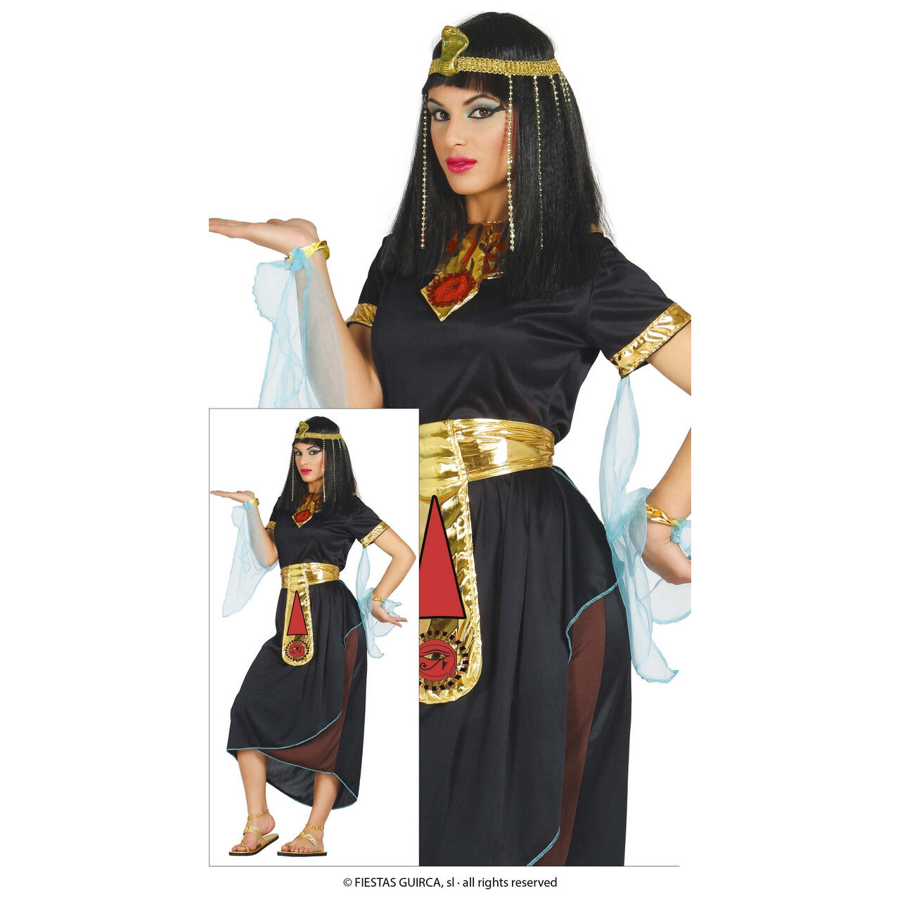 Op deze afbeelding zie je een Kostuums, van het merk Guirca. Nefertiti Koningin Van Het Oude Egypte Vrouw Kostuum