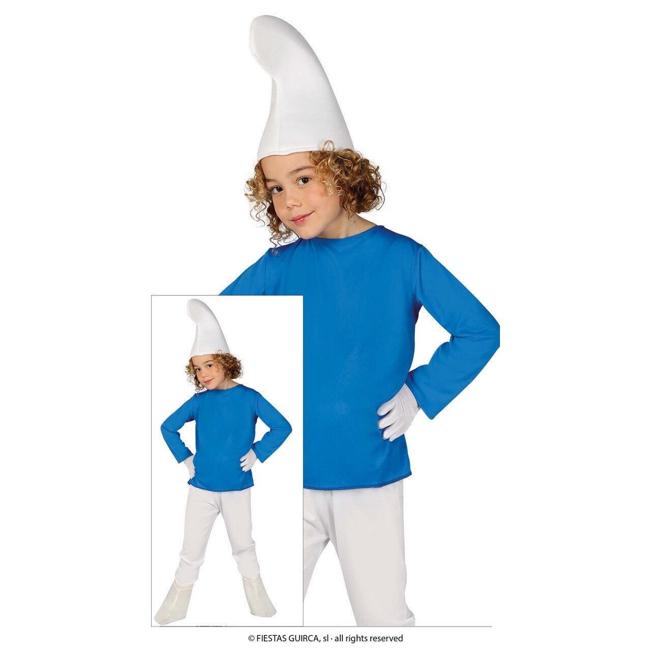 Op deze afbeelding zie je een Kostuums, van het merk Guirca. Kleine Lol Smurf Kind Kostuum