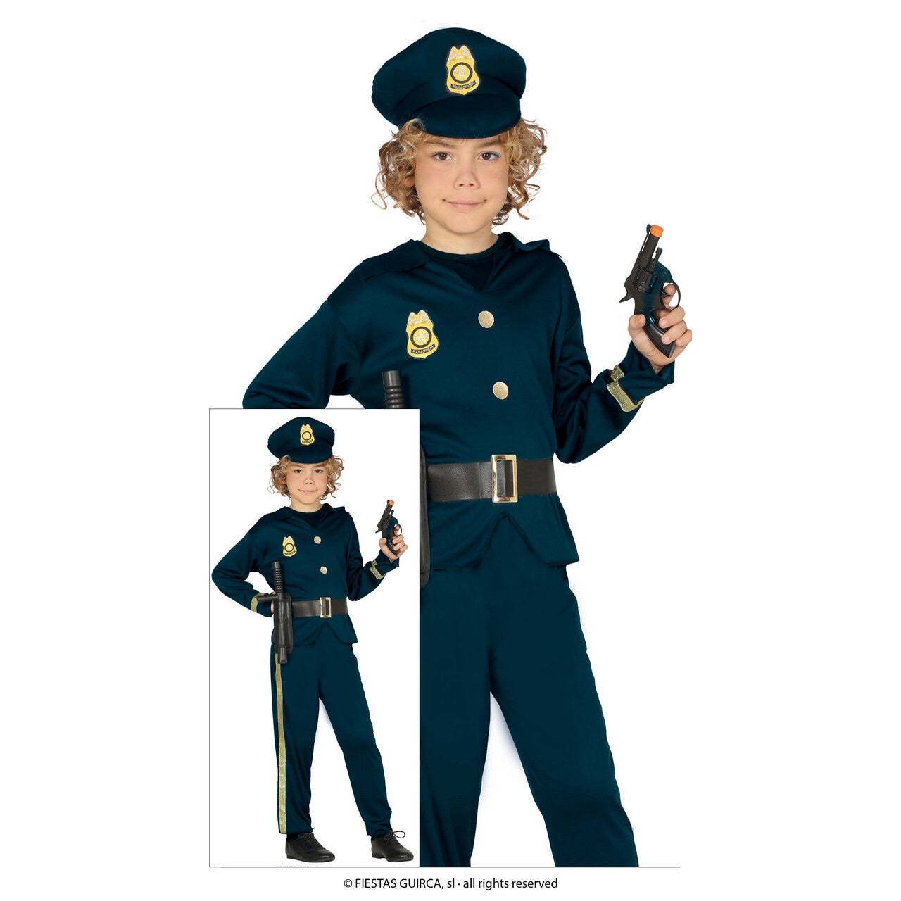 Op deze afbeelding zie je een Kostuums, van het merk Guirca. Politie Will Schietgraag Jongen Kostuum