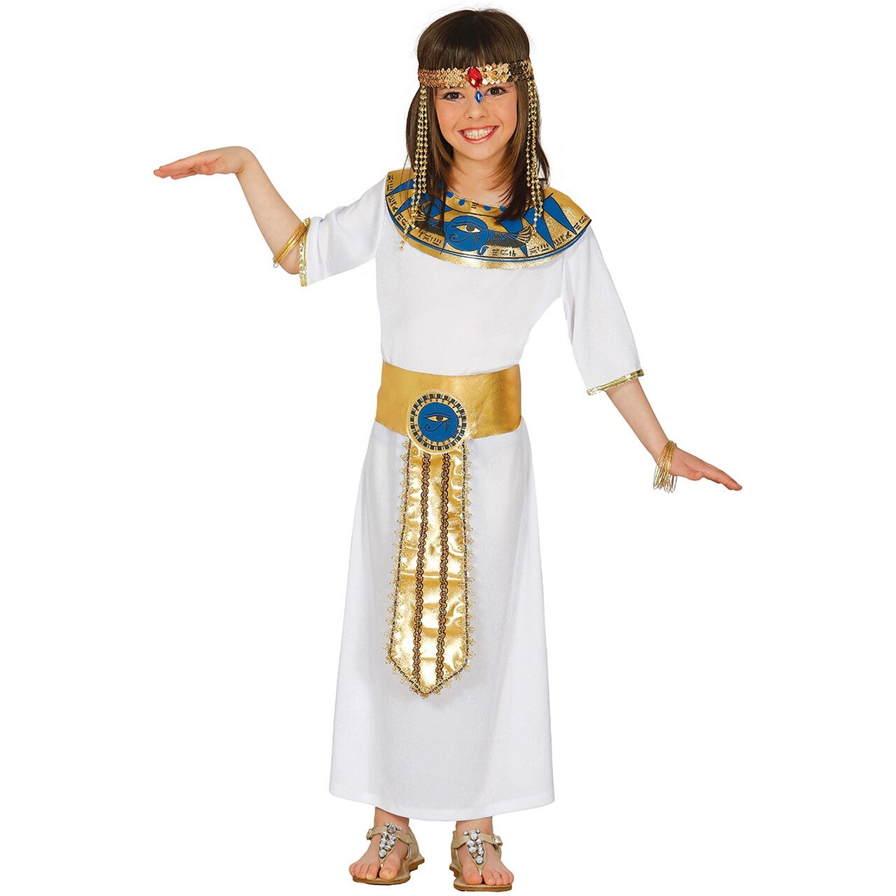 Op deze afbeelding zie je een Kostuums, van het merk Guirca. Egyptische Koningin Cleo Patricia Meisje Kostuum