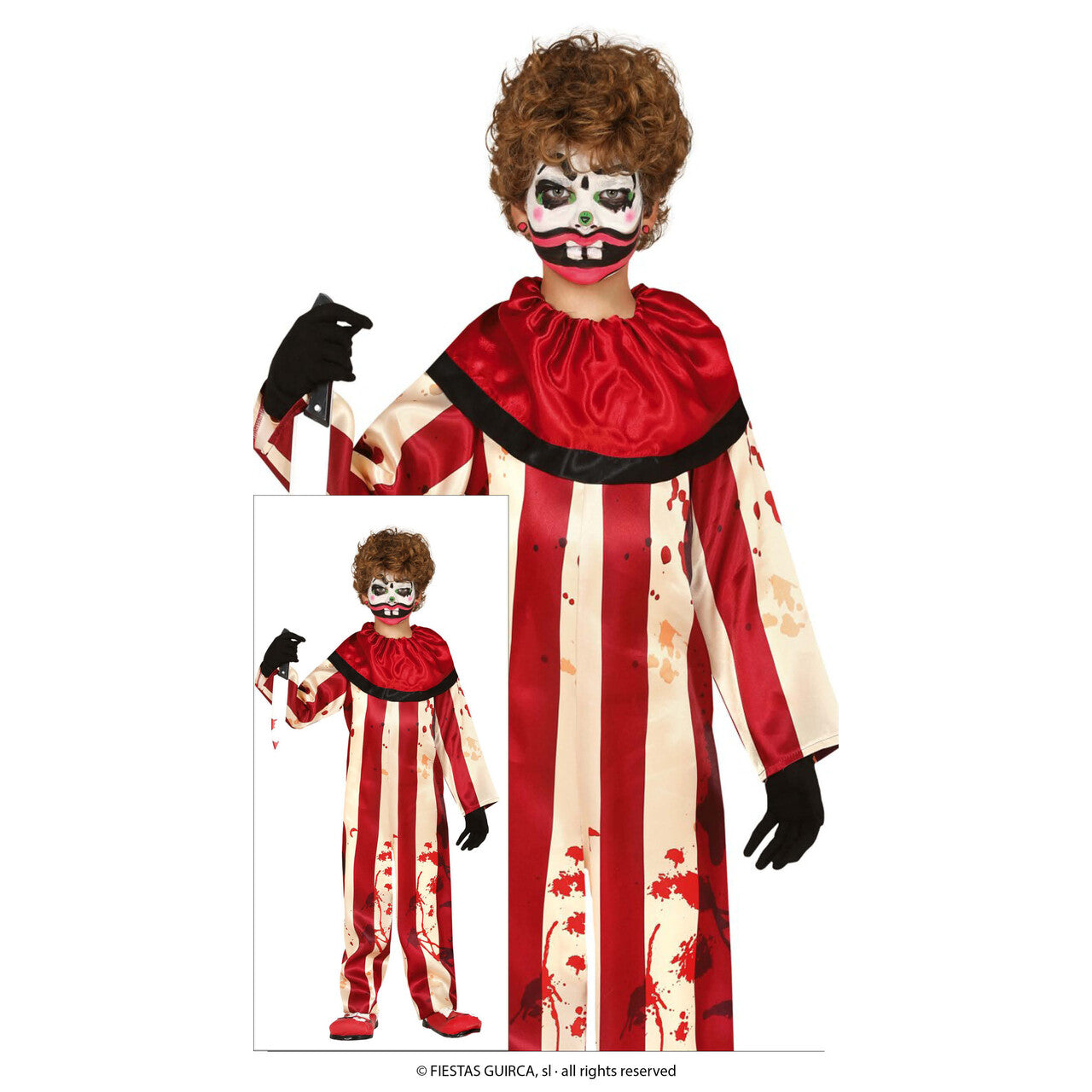 Op deze afbeelding zie je een Kostuums, van het merk Guirca. Killer Clown Krijn Jongen Kostuum