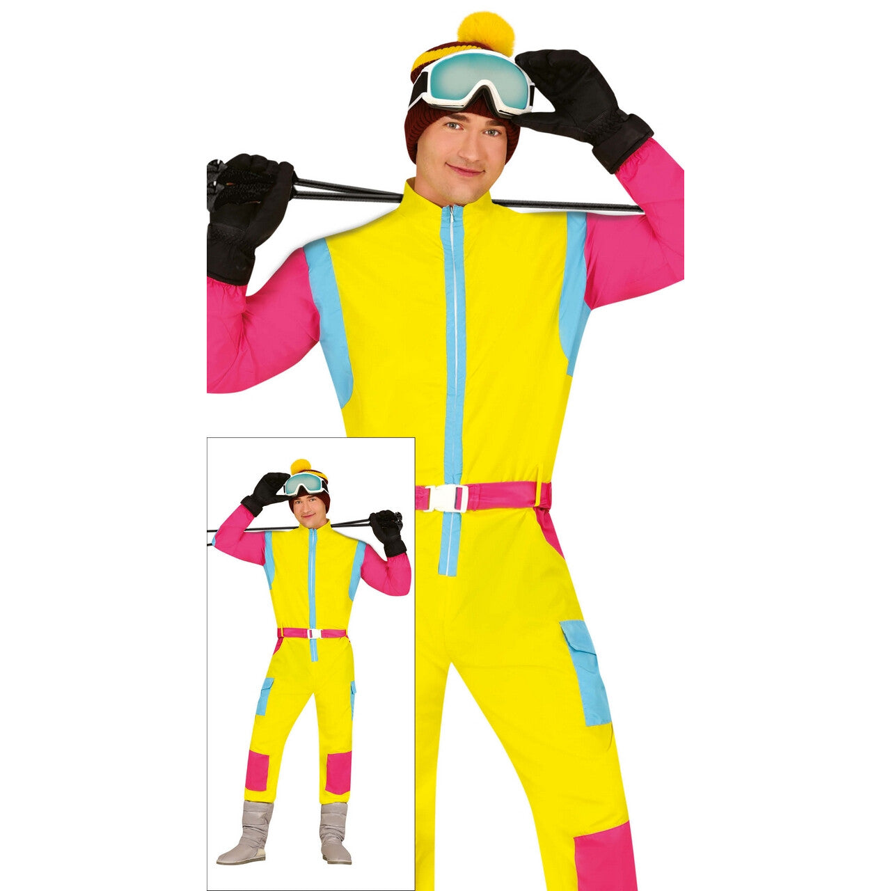 Op deze afbeelding zie je een Kostuums, van het merk Guirca. Skipak Sunny Winter 80s Man Kostuum
