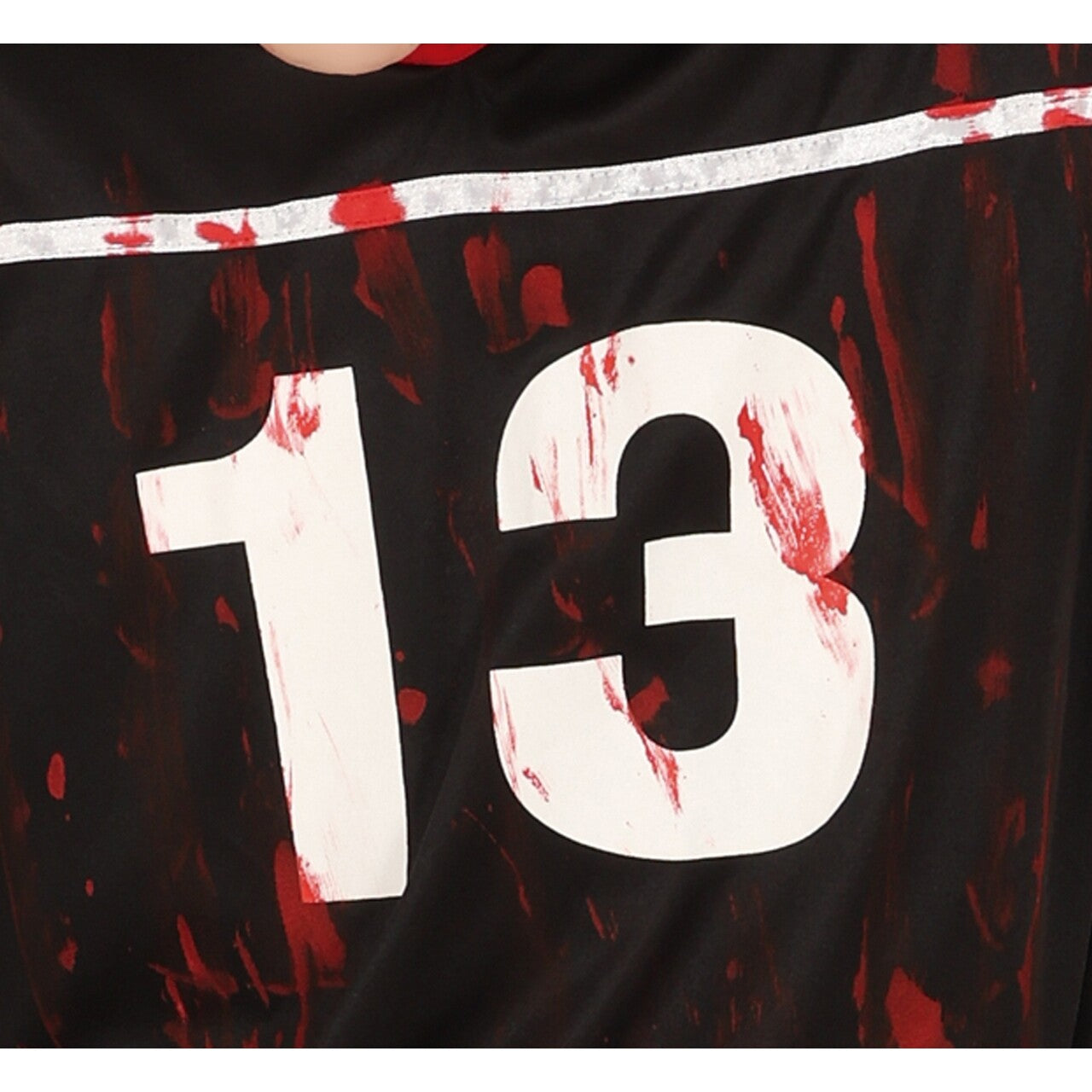 Op deze afbeelding zie je een Kostuums, van het merk Guirca. Zombie Football Speler Nummer 13 Man Kostuum