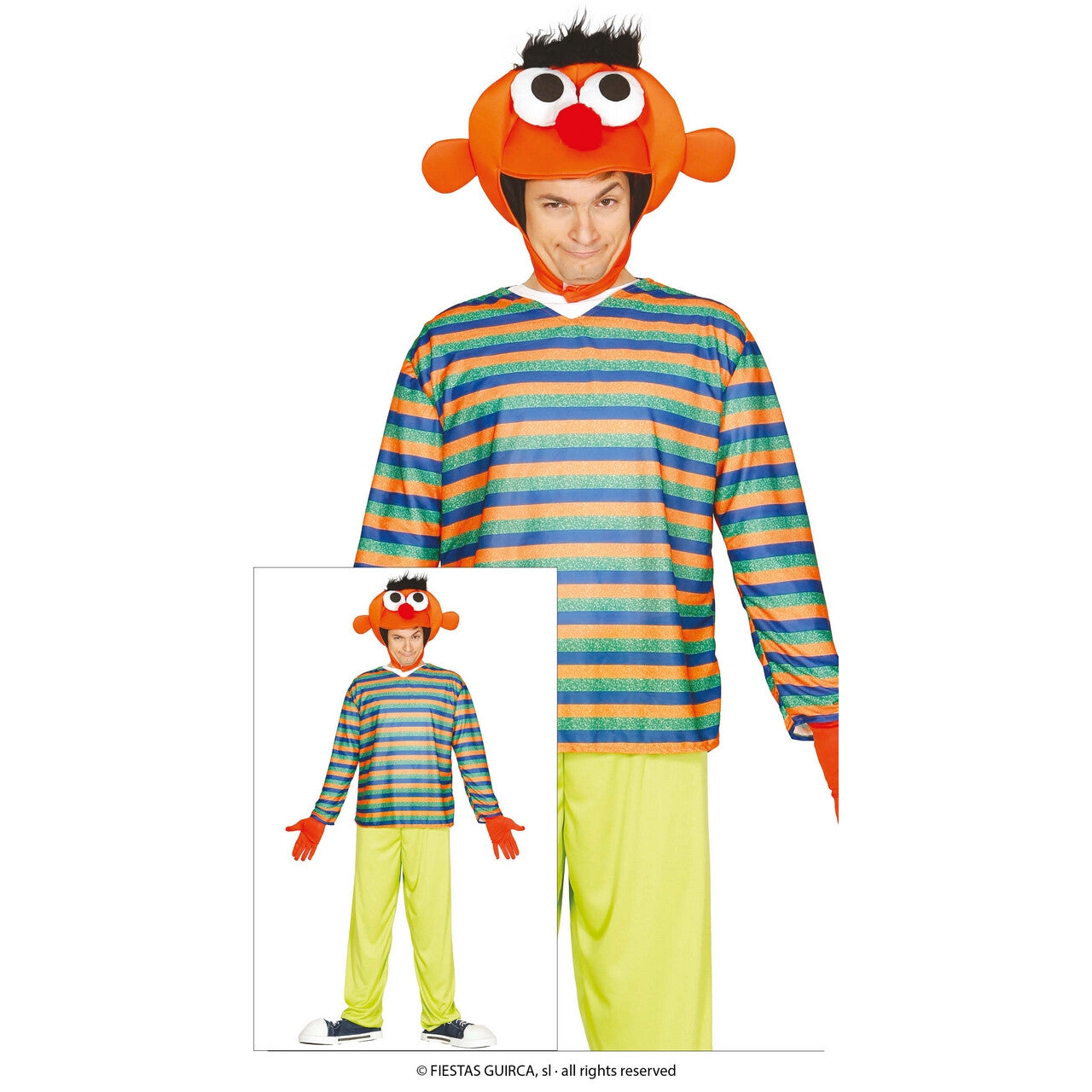 Op deze afbeelding zie je een Kostuums, van het merk Guirca. Er-Niet Oranje Vriend Kostuum Man