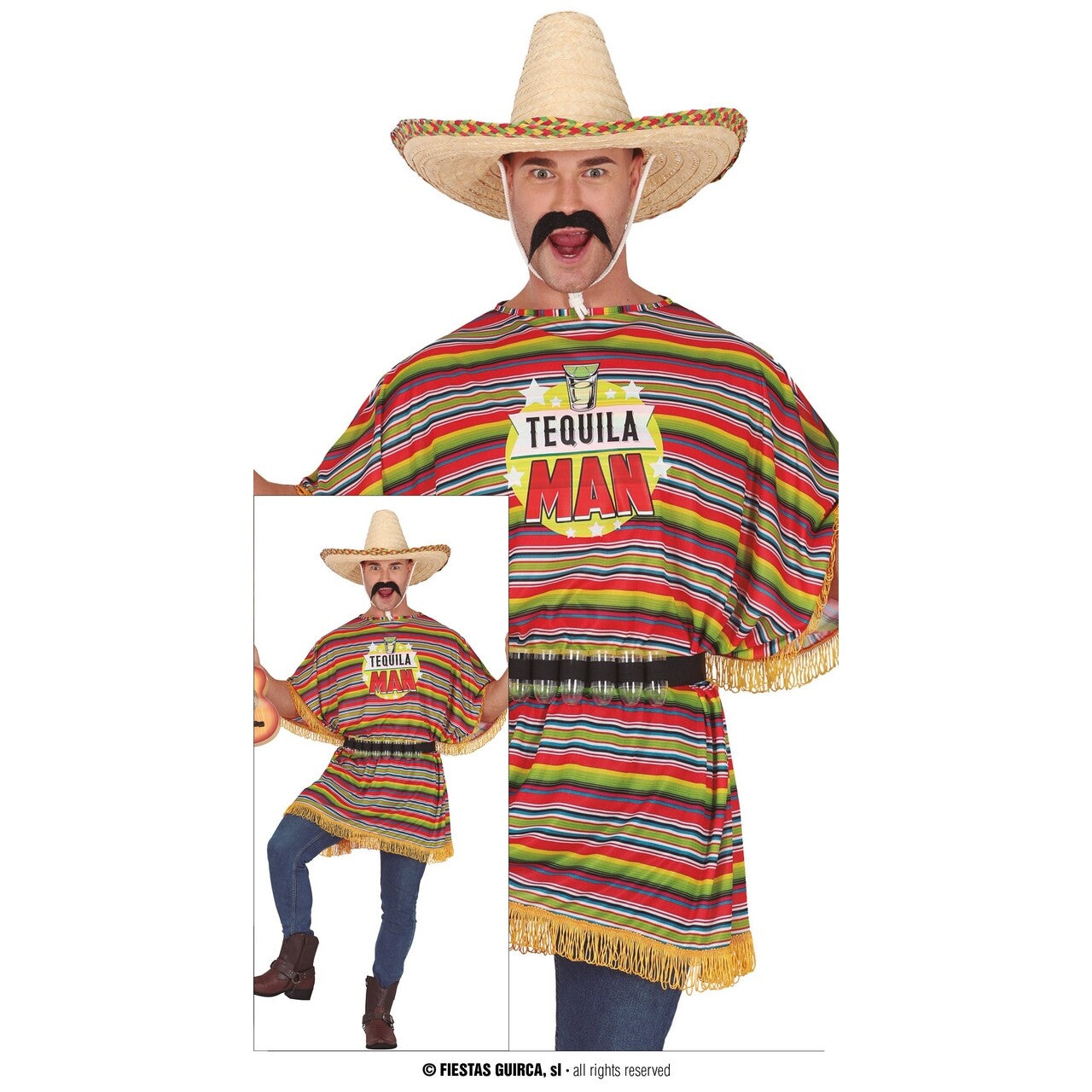 Op deze afbeelding zie je een Kostuums, van het merk Guirca. Mexicaanse Tequilaman Kostuum