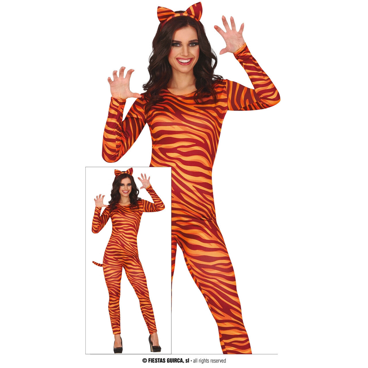Op deze afbeelding zie je een Kostuums, van het merk Guirca. Wild Tiger Lily Vrouw Kostuum