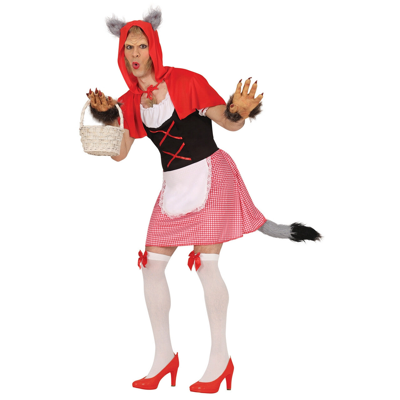 Op deze afbeelding zie je een Kostuums, van het merk Guirca. Wolf Verkleed Als Roodkapje Man Kostuum