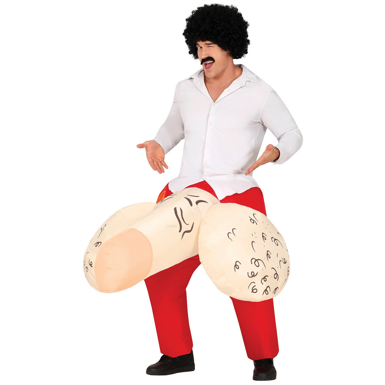 Op deze afbeelding zie je een Kostuums, van het merk Guirca. Opblaasbare Ontsnapte Piemel Broek Man