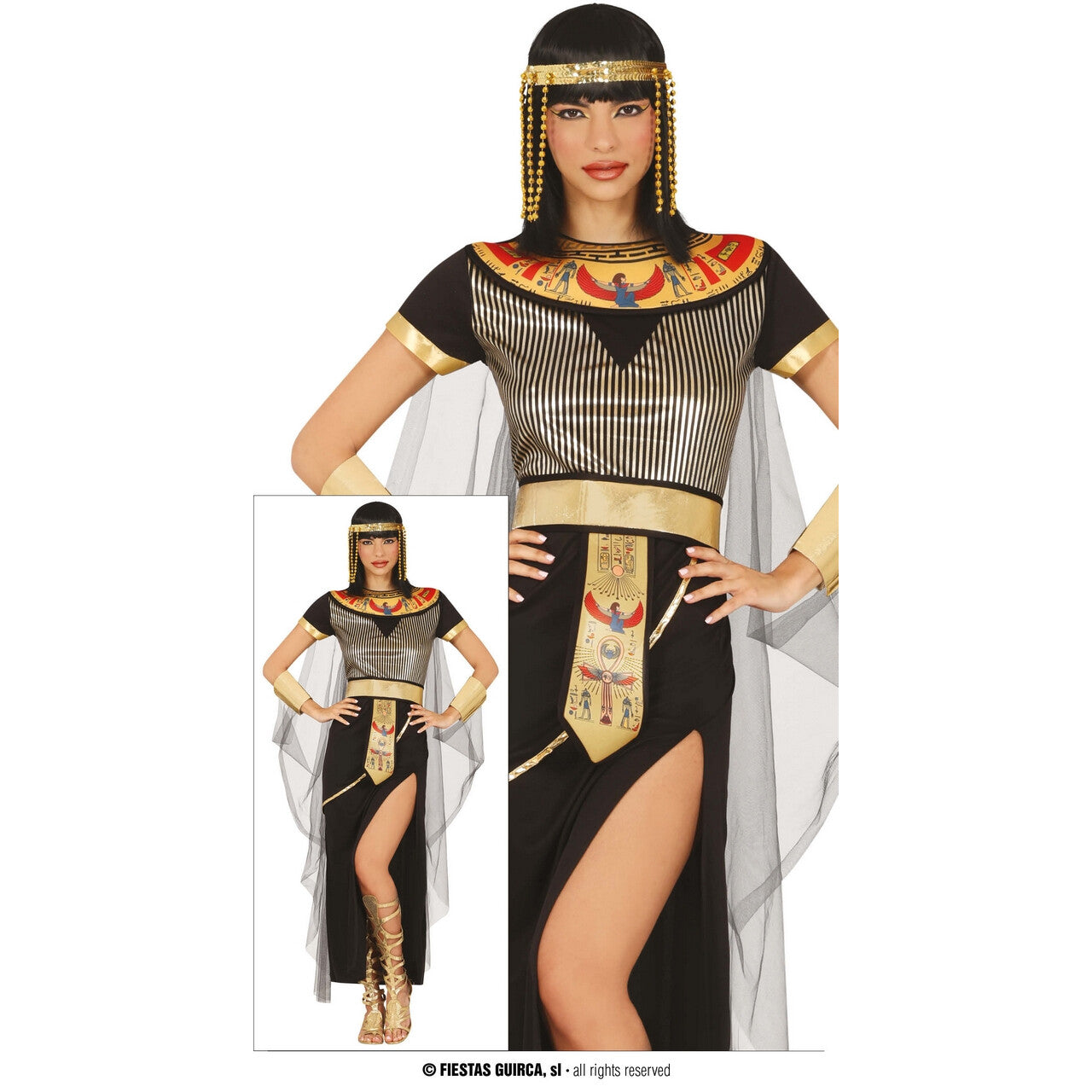 Op deze afbeelding zie je een Kostuums, van het merk Guirca. Egyptische Koningin Farah Vrouw Kostuum