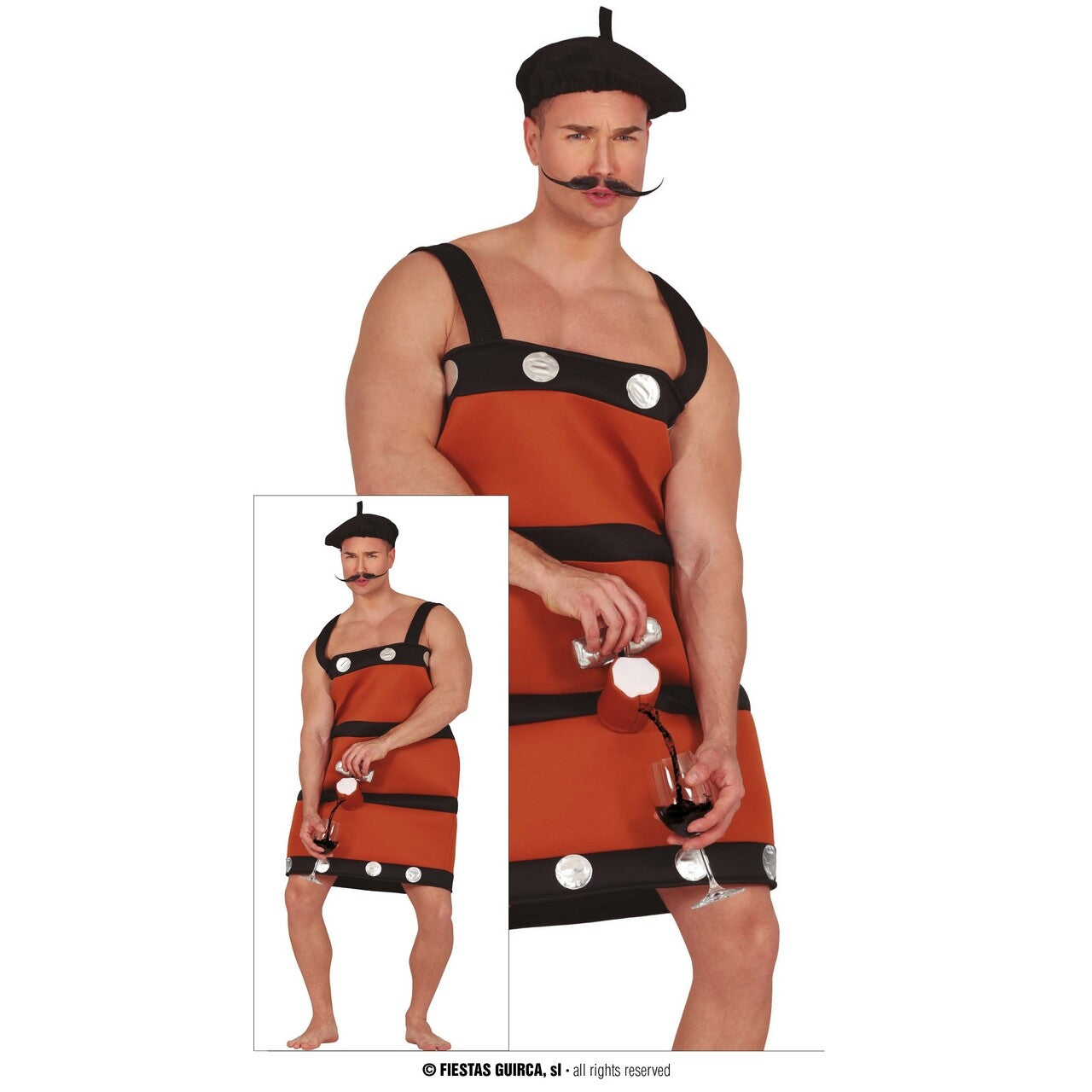 Op deze afbeelding zie je een Kostuums, van het merk Guirca. Wandelend Wijnvat Man Kostuum