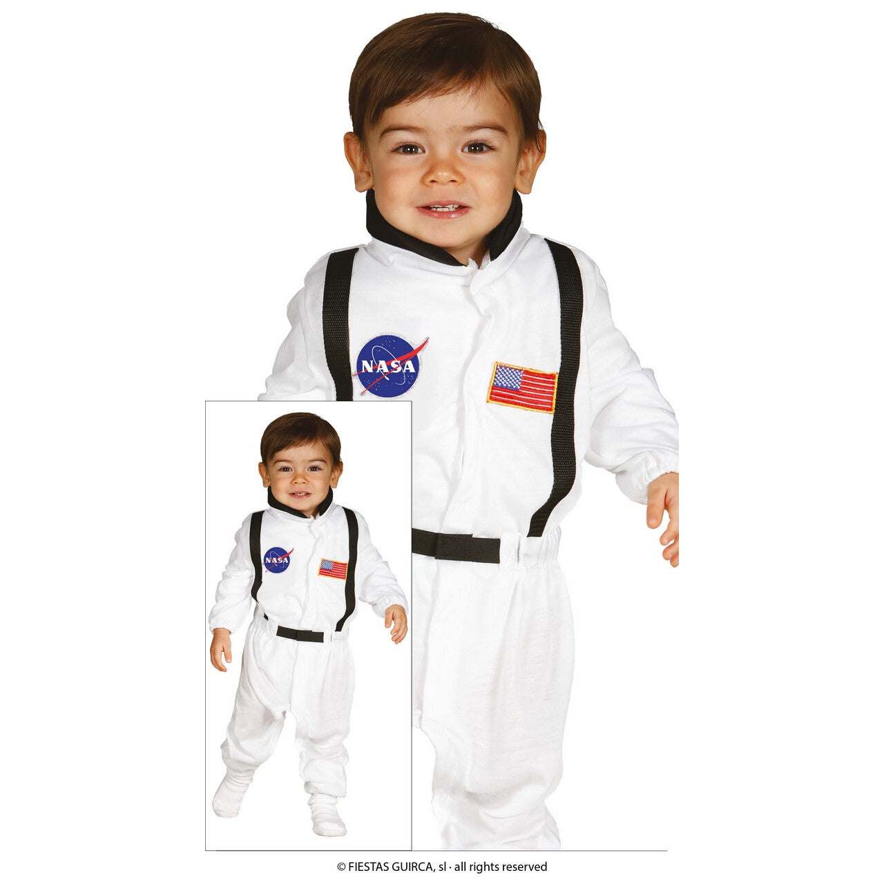 Op deze afbeelding zie je een Kostuums, van het merk Guirca. Mini Planeten Verkenner Andre Kind Kostuum