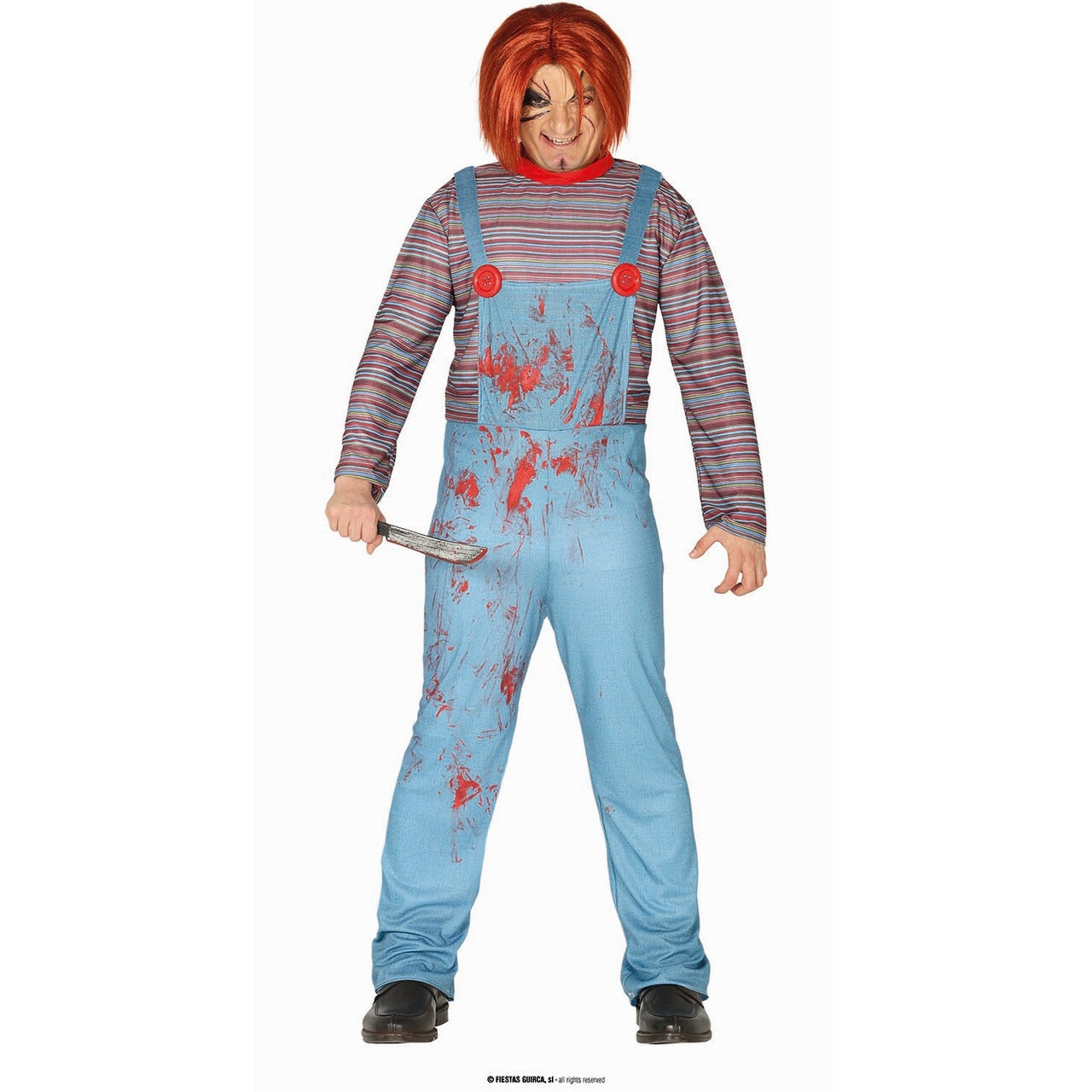 Op deze afbeelding zie je een Kostuums, van het merk Guirca. Murder Doll Chuck Man Kostuum