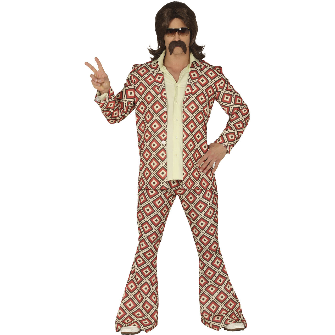 Op deze afbeelding zie je een Kostuums, van het merk Guirca. Super 70s Curt Gordijn Man Kostuum